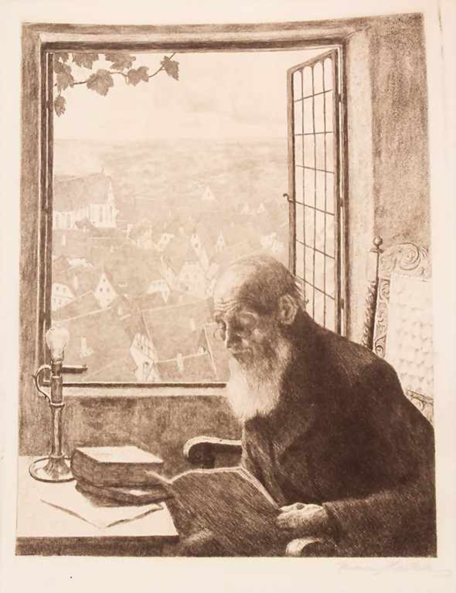 Franz Hecker (1870-1944), 'Gelehrter' / 'A scholar'Technik: Radierung auf Velin, Signatur: unten