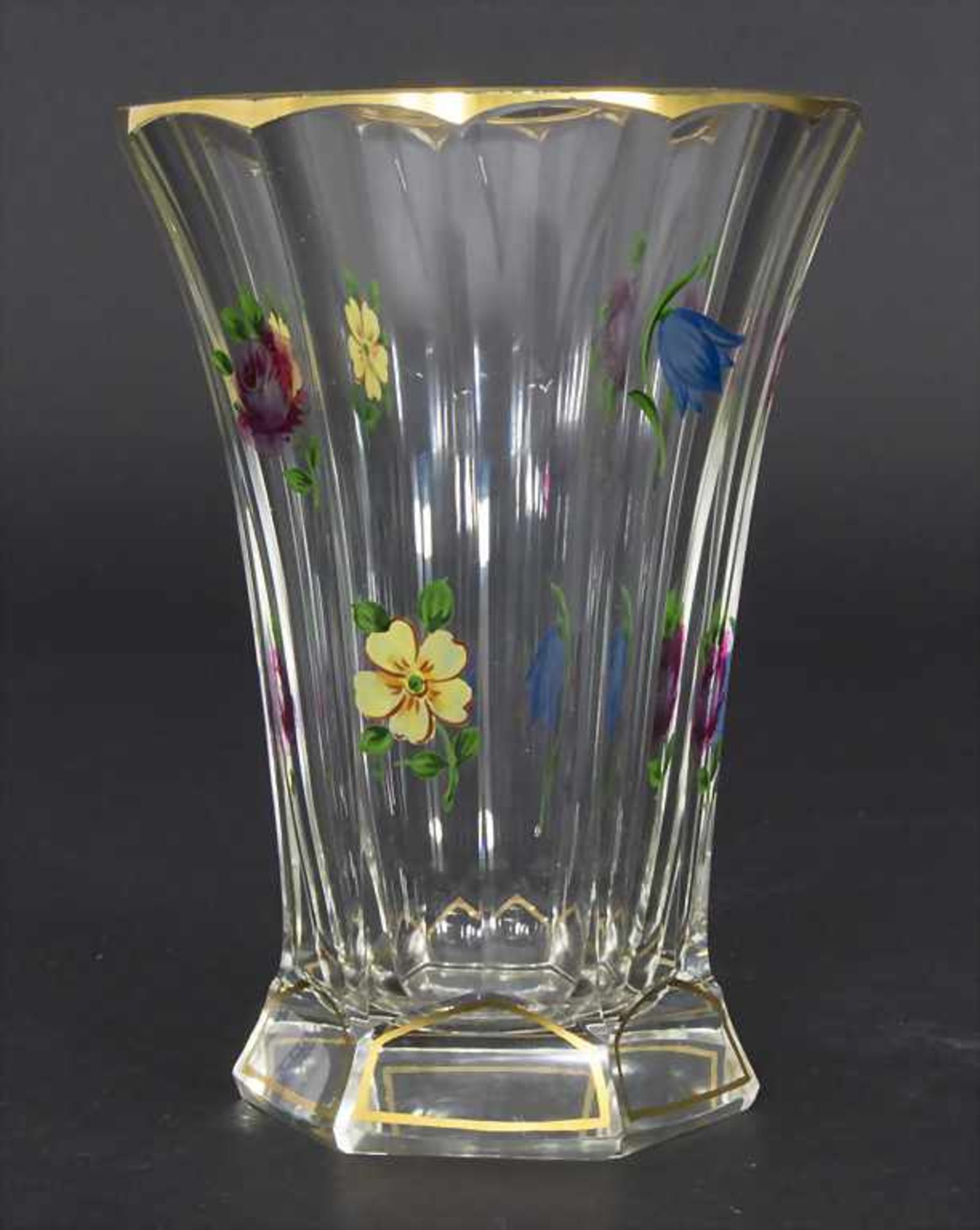 Badeglas / A bath glass, deutsch, um 1800Material: farbloses Glas, Facettenschliff, Emailmalerei, - Image 2 of 4