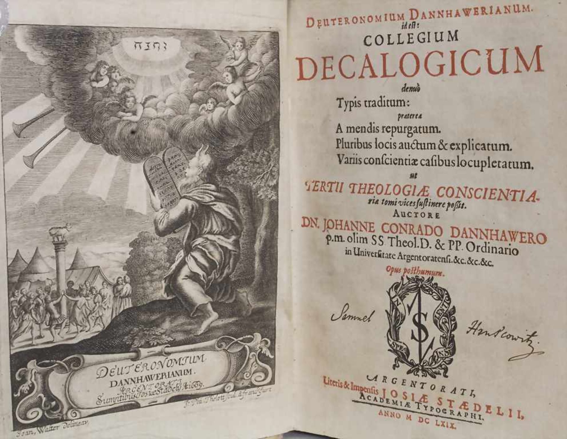 Johann Conrad Dannhauer, Decalogicum', 1669Buch mit Pergamenteinband,Maße: 20,5 x 17 x 10,5 cm, - Bild 2 aus 2