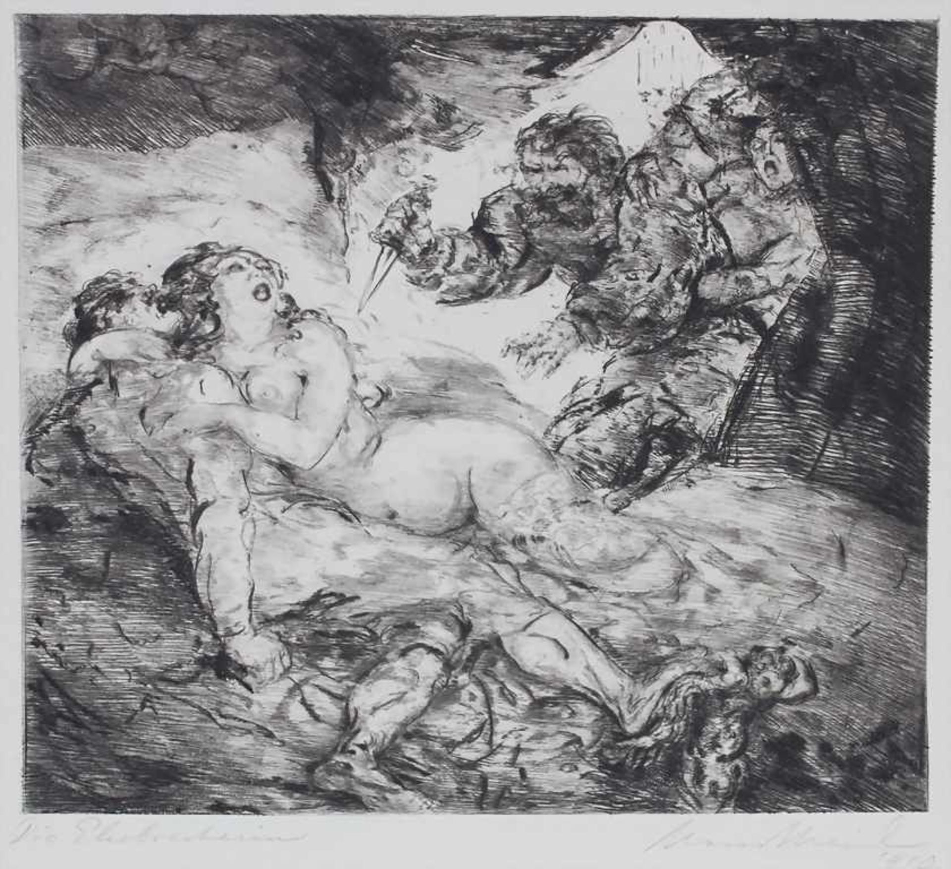 Hans Meid (1883-1957), 3 Radierungen / 3 etchings'Die Ehebrecherin', 'Liebespaar am Fluss', und ' - Bild 2 aus 11