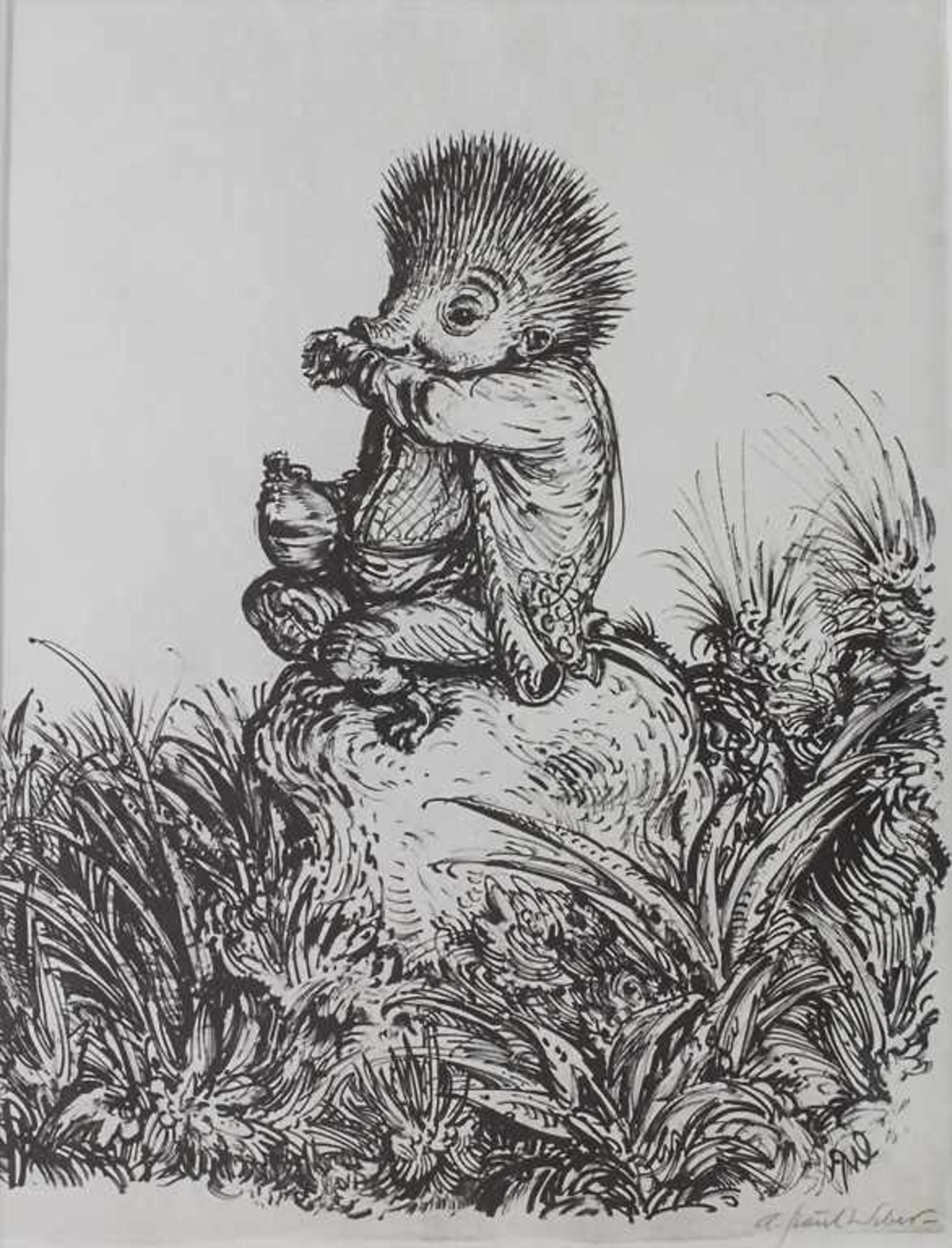A. Paul Weber (1883/93-1980), 'Rastender Igel' / 'A resting hedgehog'Technik: Lithografie auf