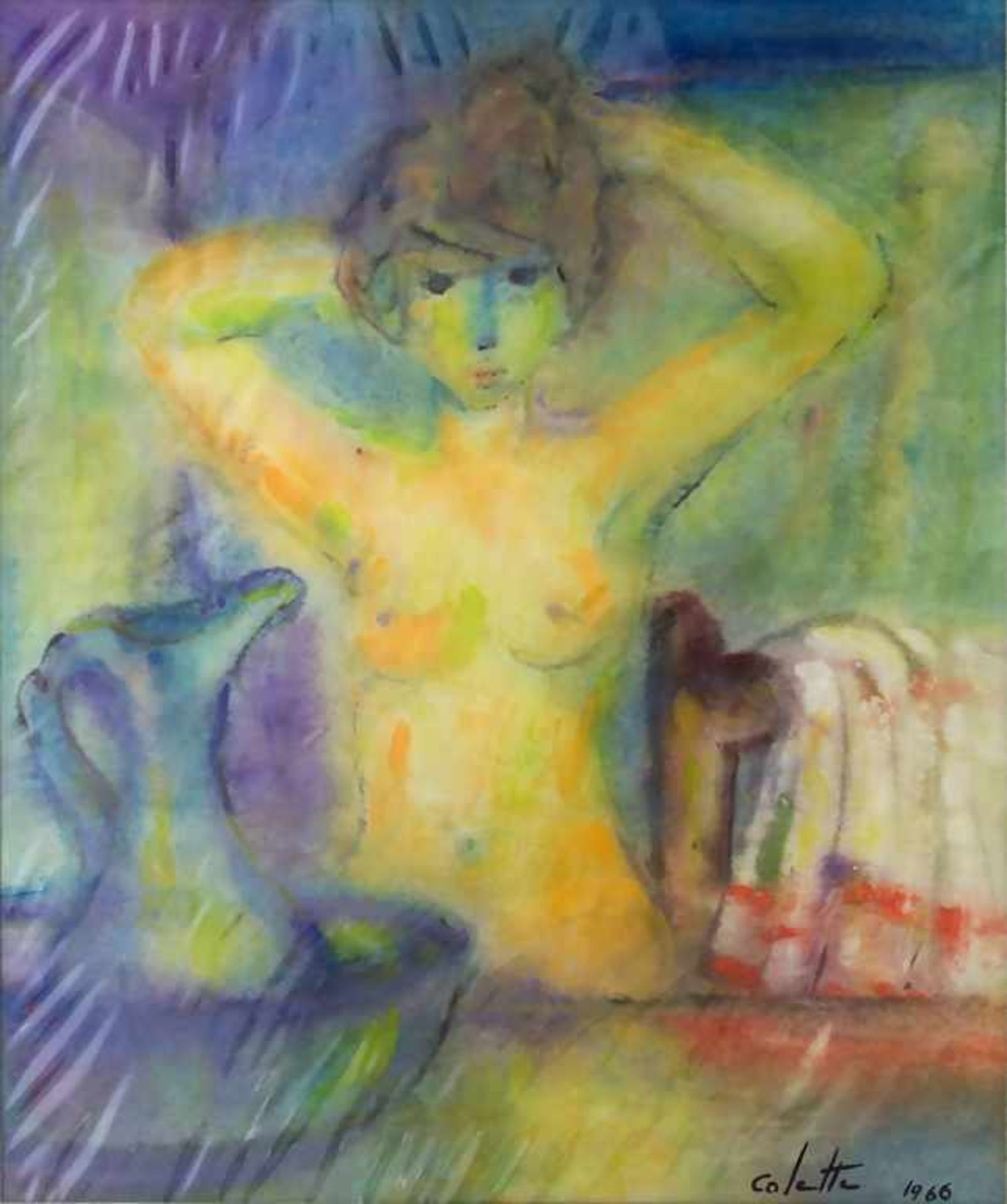 Colette de Holger Marcillac (20./21. Jh.), 'Nu devant le miroir'Technik: Aquarell auf Papier, hinter