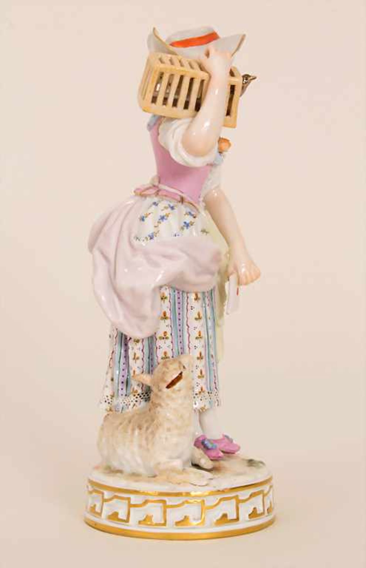 Schäferin mit Liebesbrief und Vogelbauer / A shepherdess with love letter and bird cage, Meissen, um - Bild 4 aus 7