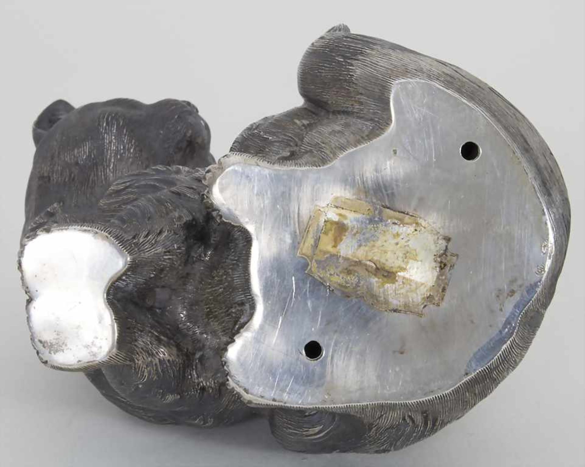 Katze / A silver cat, Italien, 20. Jh.Material: Silber 800, plastisch ausgeformte sitzende Katze, - Image 7 of 7