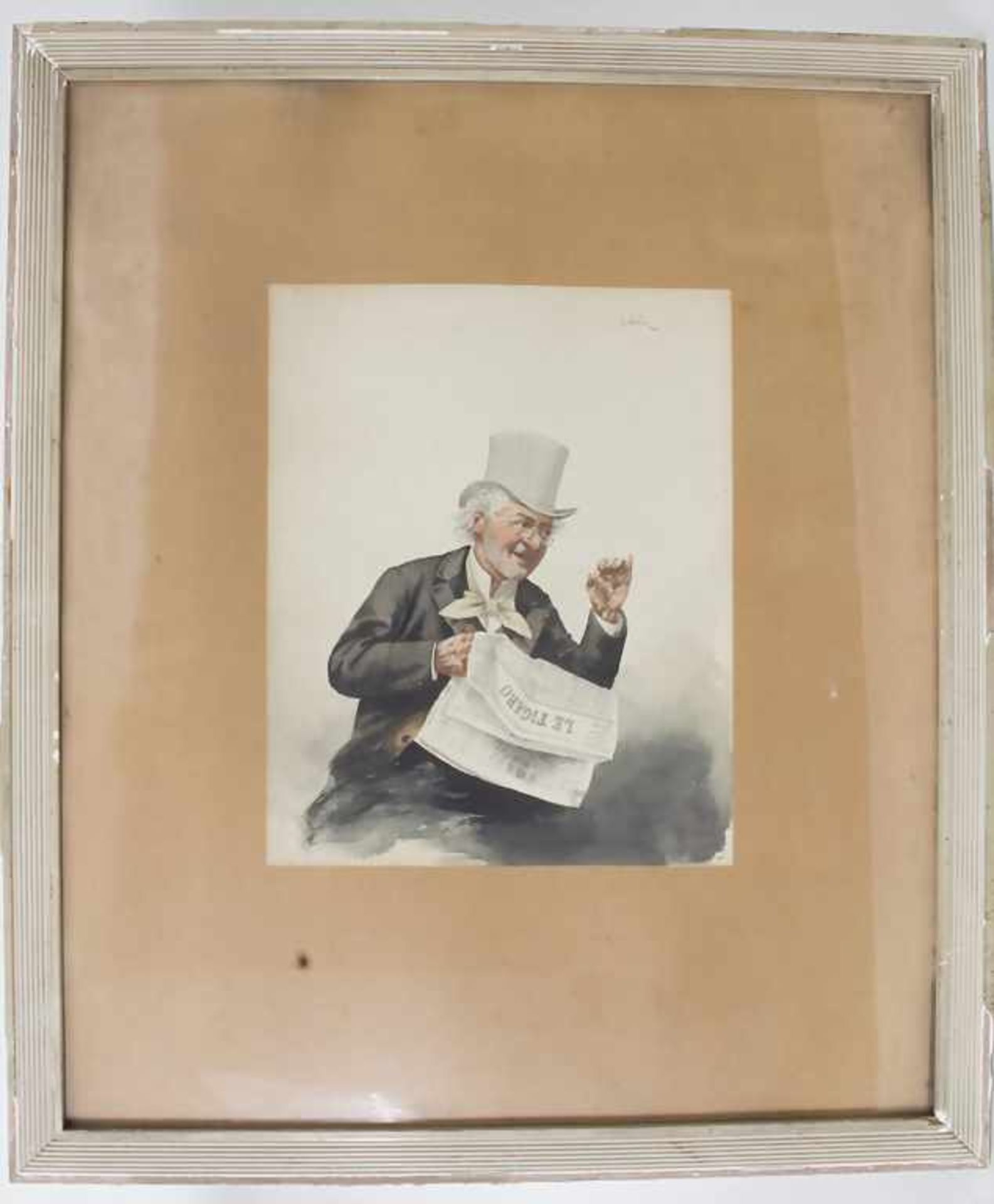 Alfred Charles WEBER (1862-1922), Der ZeitungsleserTechnik: Aquarell auf Papier, hinter Galas - Bild 2 aus 4