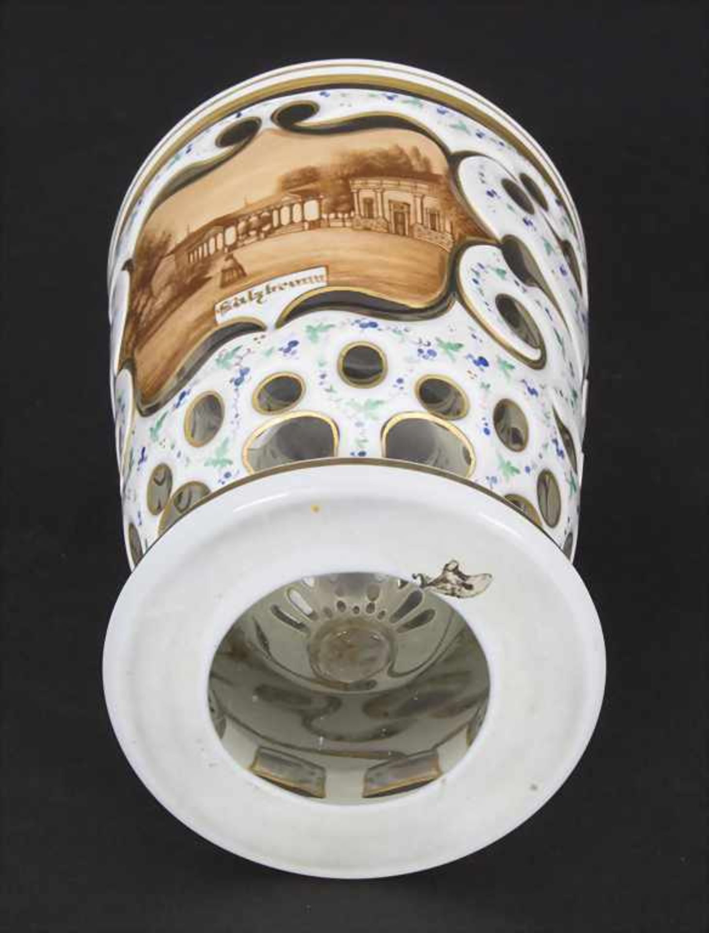 Biedermeier Bäderglas / A Biedermeier glass beaker with opaque enamel, Gräflich Schaffgotsch'sche - Image 8 of 8