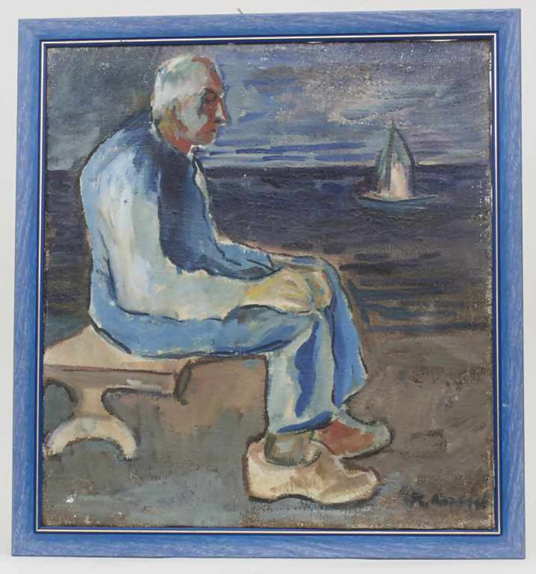 Künstler des 20. Jh., 'Mann am Meeresufer' / 'A man by the sea'Technik: Öl auf Leinwand, gerahmt, - Image 2 of 4