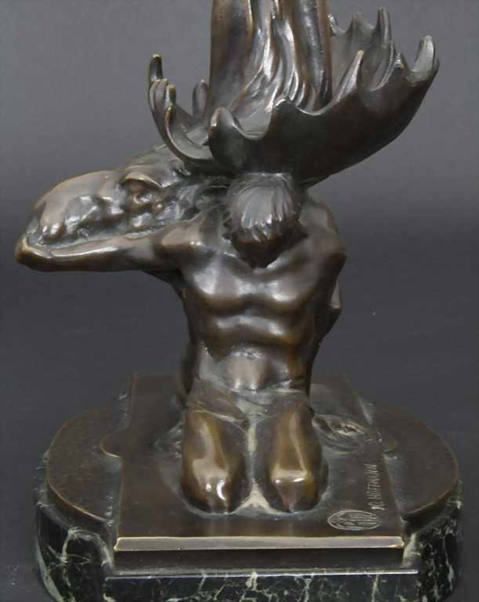 Johannes Hoffmann, 1844 Schleswig - 1920 Rom, Jugendstil BronzeleuchterTechnik: Bronze, patiniert - Bild 6 aus 8