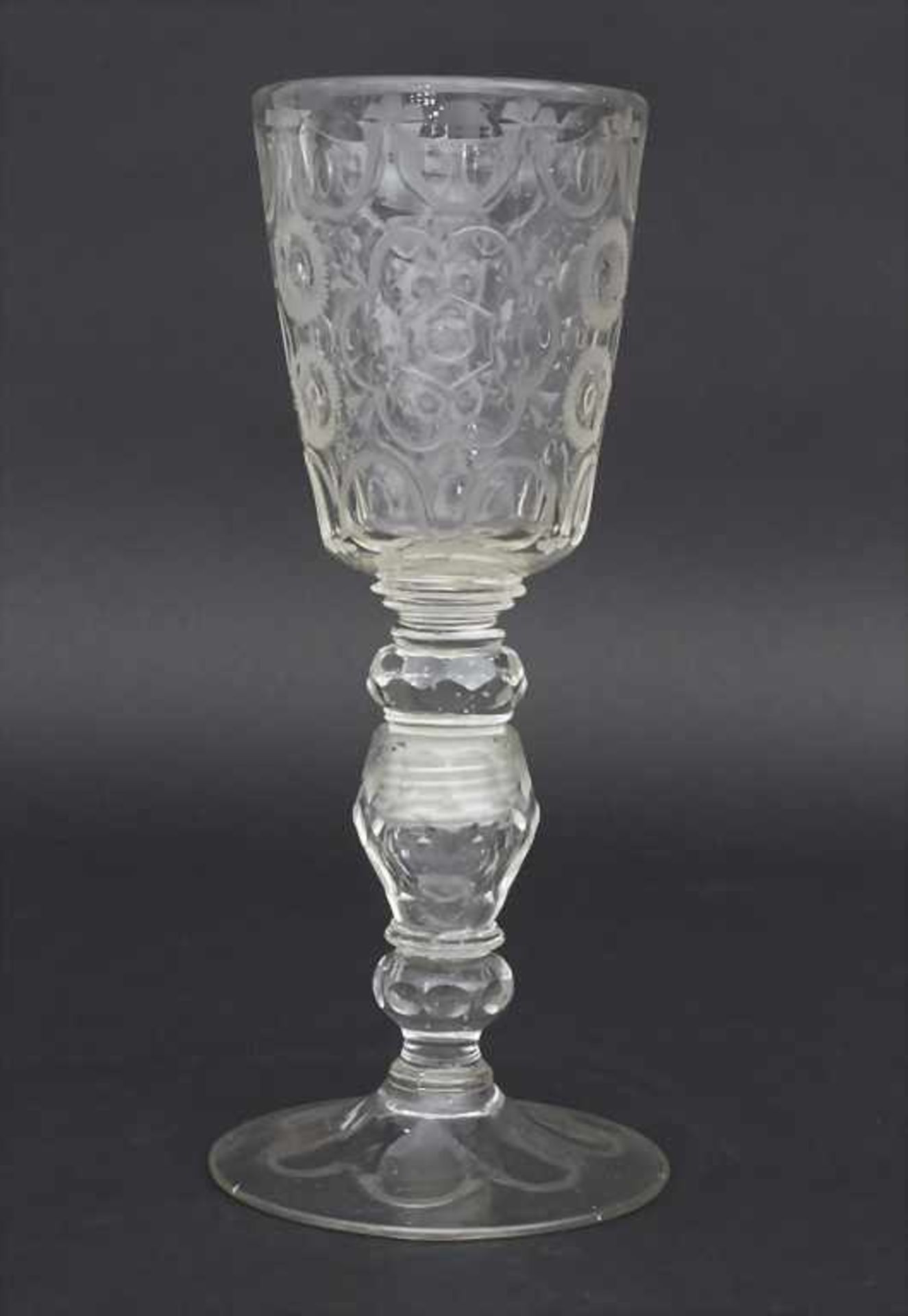 Seltener Schraubpokal / A rare glass chalice, Schlesien, 18. Jh.Material: farbloses Glas,