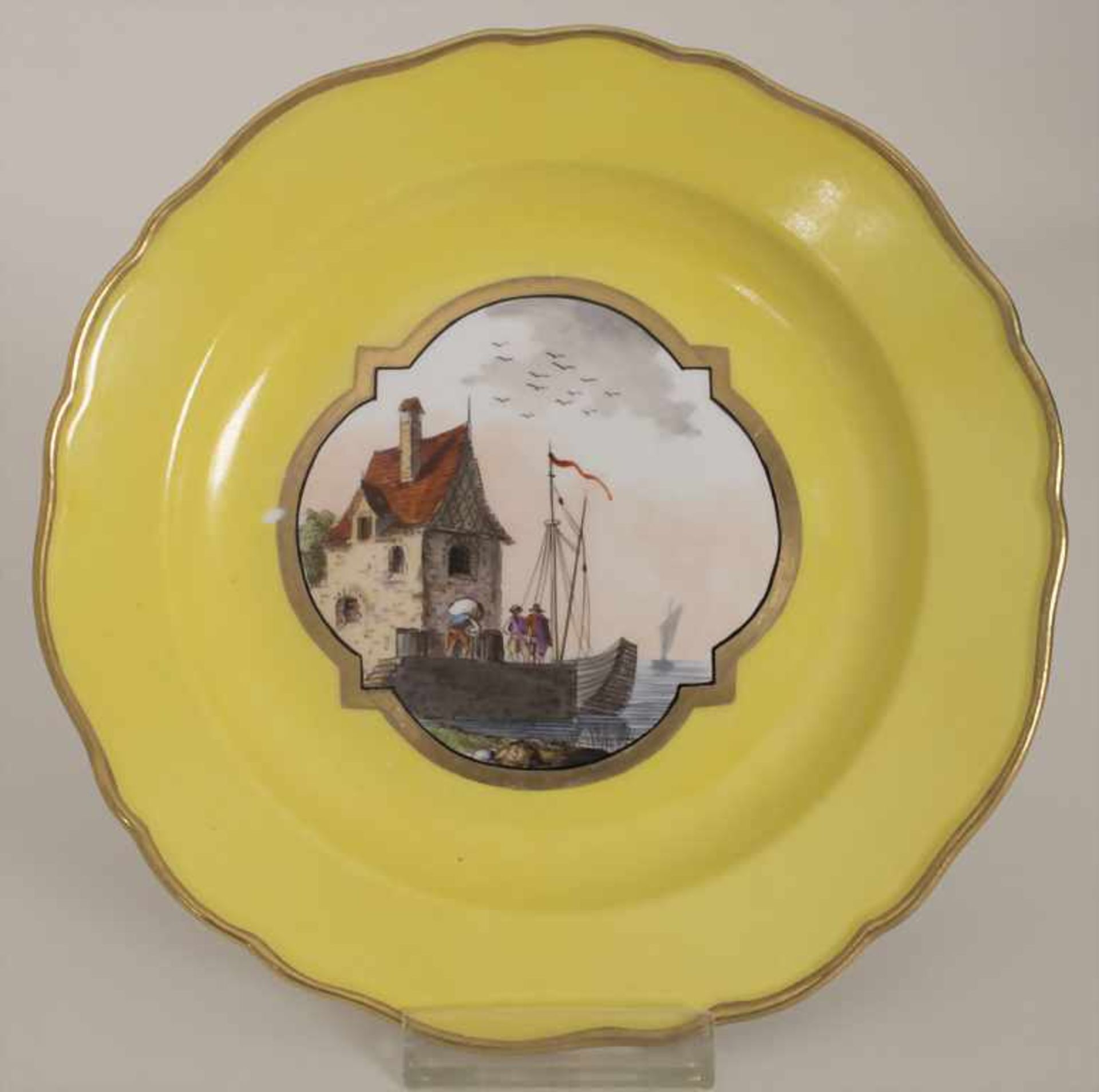 6 Ansichtenteller / 6 plates with harbour scenes, Meissen, um 1850Material: Porzellan, bemalt u. - Bild 3 aus 19