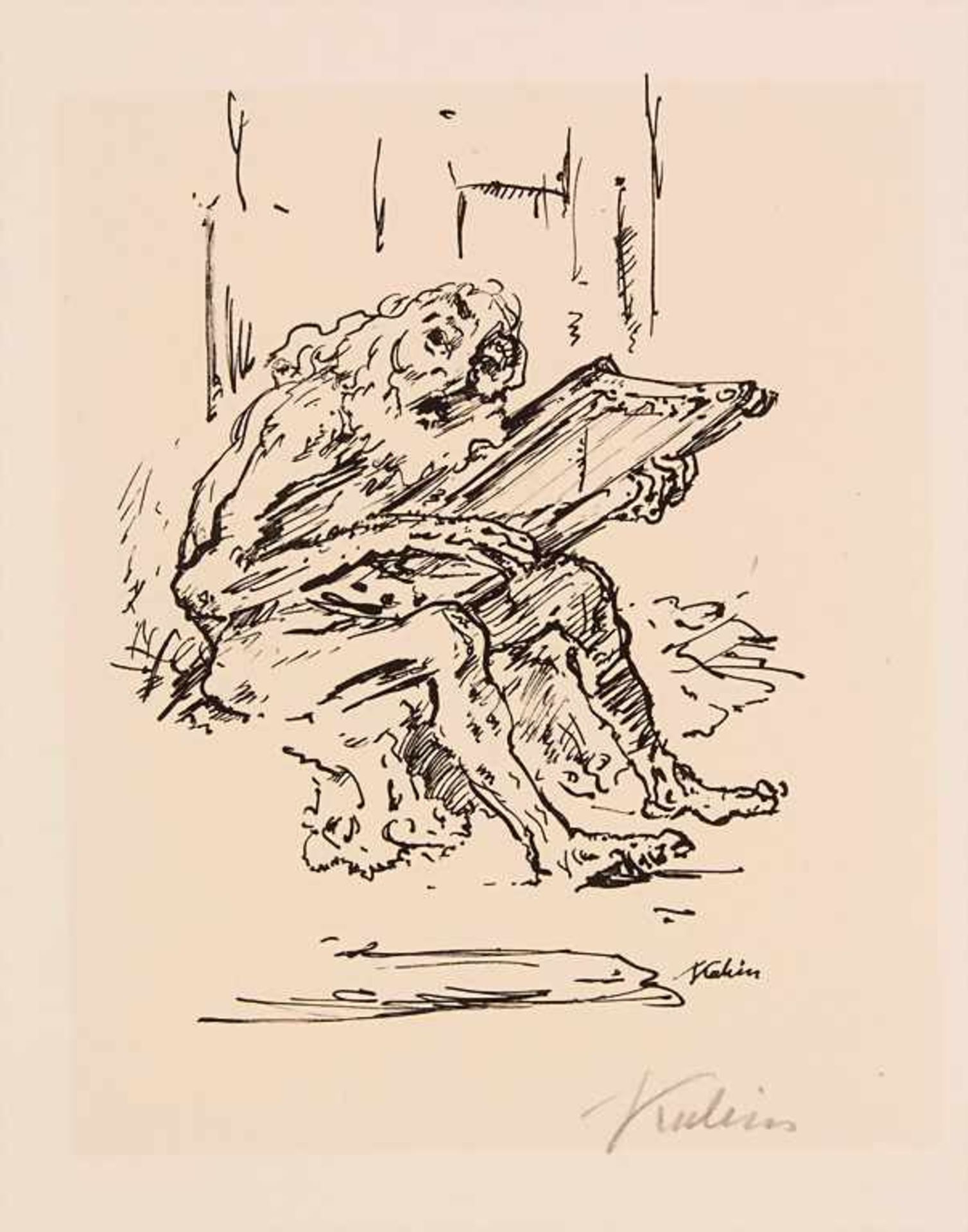 Alfred Kubin (1877-1959), 'Bärtiger mit Zither' / 'A bearded man playing a zither'Technik: