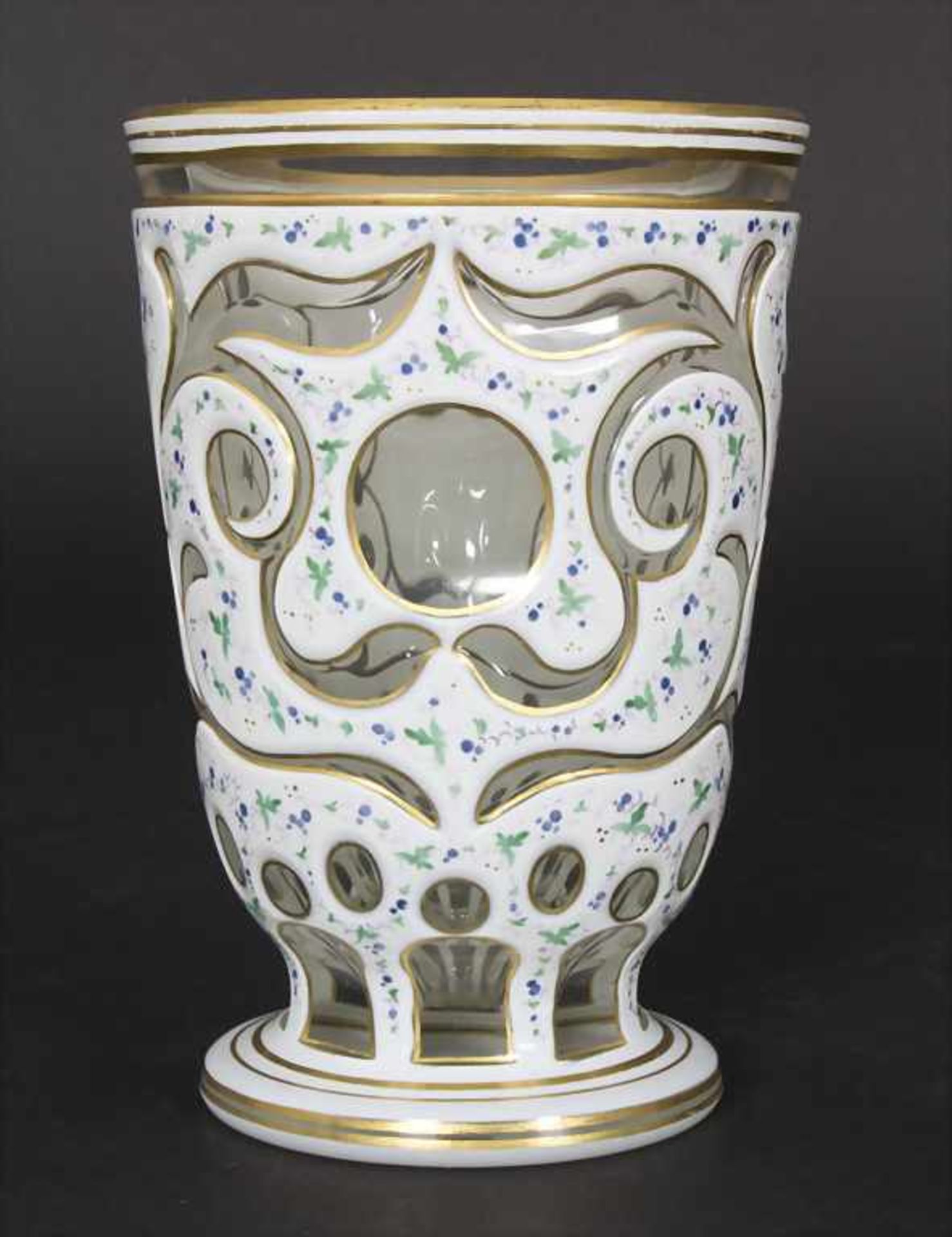 Biedermeier Bäderglas / A Biedermeier glass beaker with opaque enamel, Gräflich Schaffgotsch'sche - Image 5 of 8