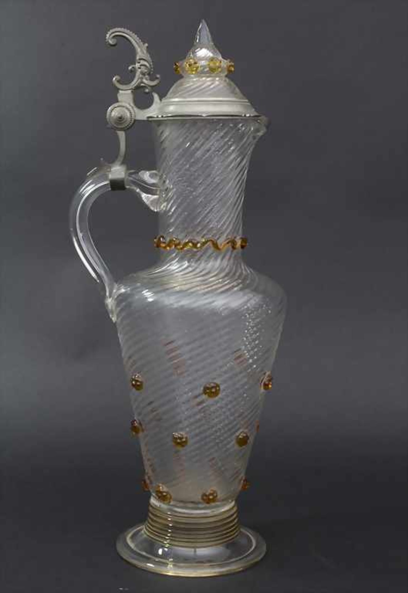 Weinkrug / A glass wine jug, deutsch, um 1870Material: Glas, in Form geblasen, braune - Image 3 of 7