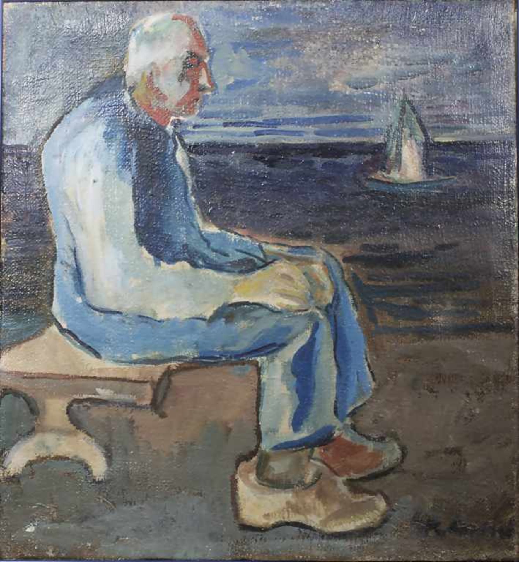 Künstler des 20. Jh., 'Mann am Meeresufer' / 'A man by the sea'Technik: Öl auf Leinwand, gerahmt,