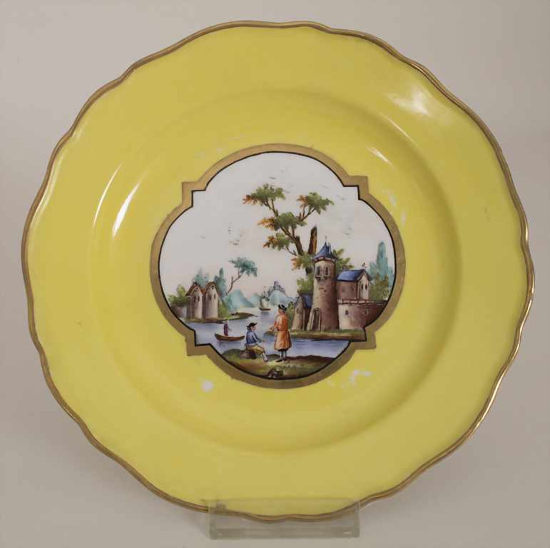 6 Ansichtenteller / 6 plates with harbour scenes, Meissen, um 1850Material: Porzellan, bemalt u. - Bild 9 aus 19