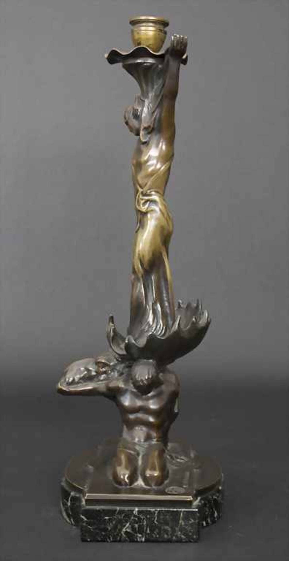 Johannes Hoffmann, 1844 Schleswig - 1920 Rom, Jugendstil BronzeleuchterTechnik: Bronze, patiniert - Bild 2 aus 8