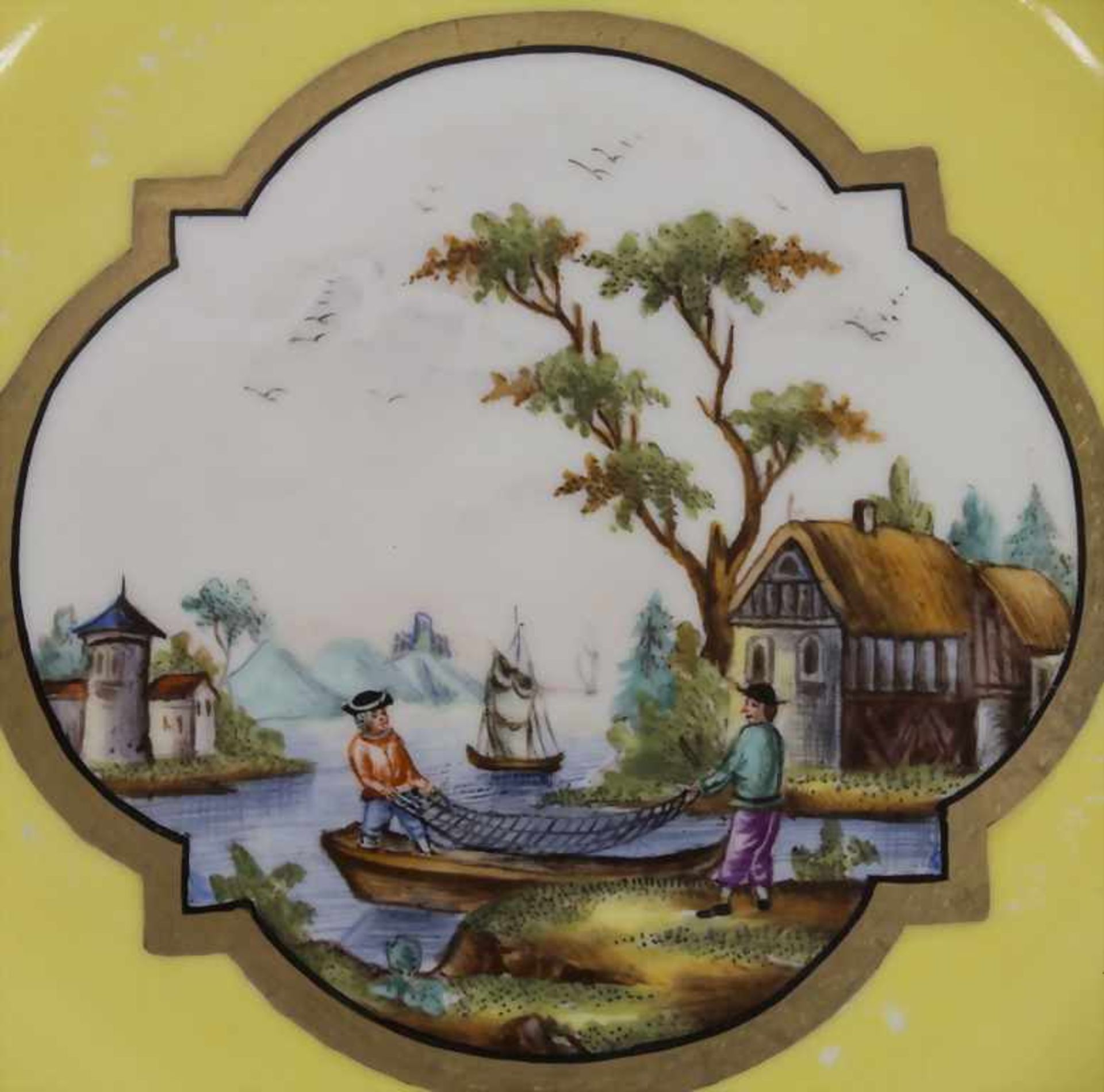 6 Ansichtenteller / 6 plates with harbour scenes, Meissen, um 1850Material: Porzellan, bemalt u. - Bild 12 aus 19