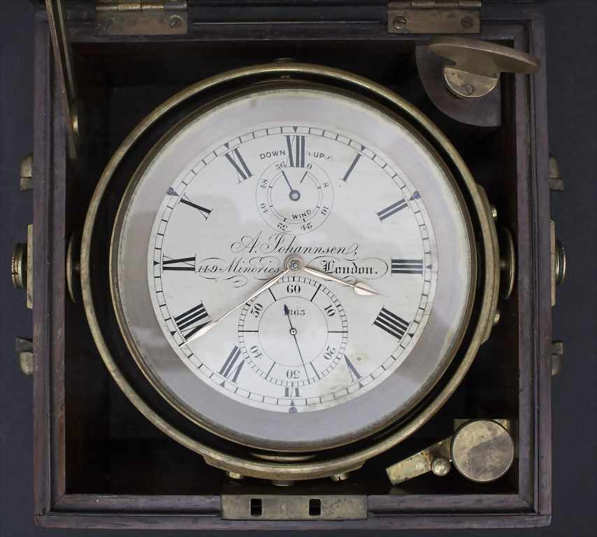 A. Johannsen, Marine Chronometer Nr. 1663, London, um 1900Material: Messinggehäuse im Original - Image 3 of 6