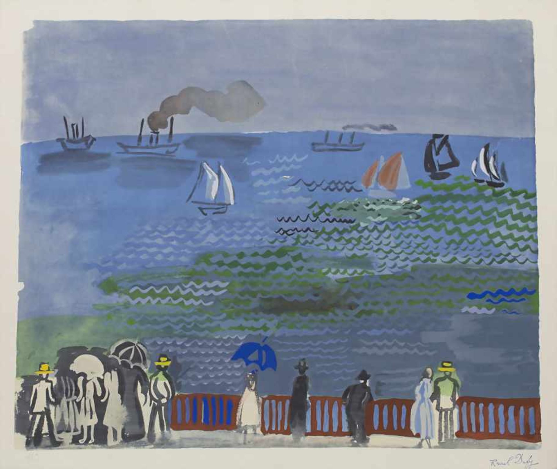 Raoul Dufy (1877-1953), 'Seepromenade mit Spaziergängern' / 'Elegant people by the sea'Technik: