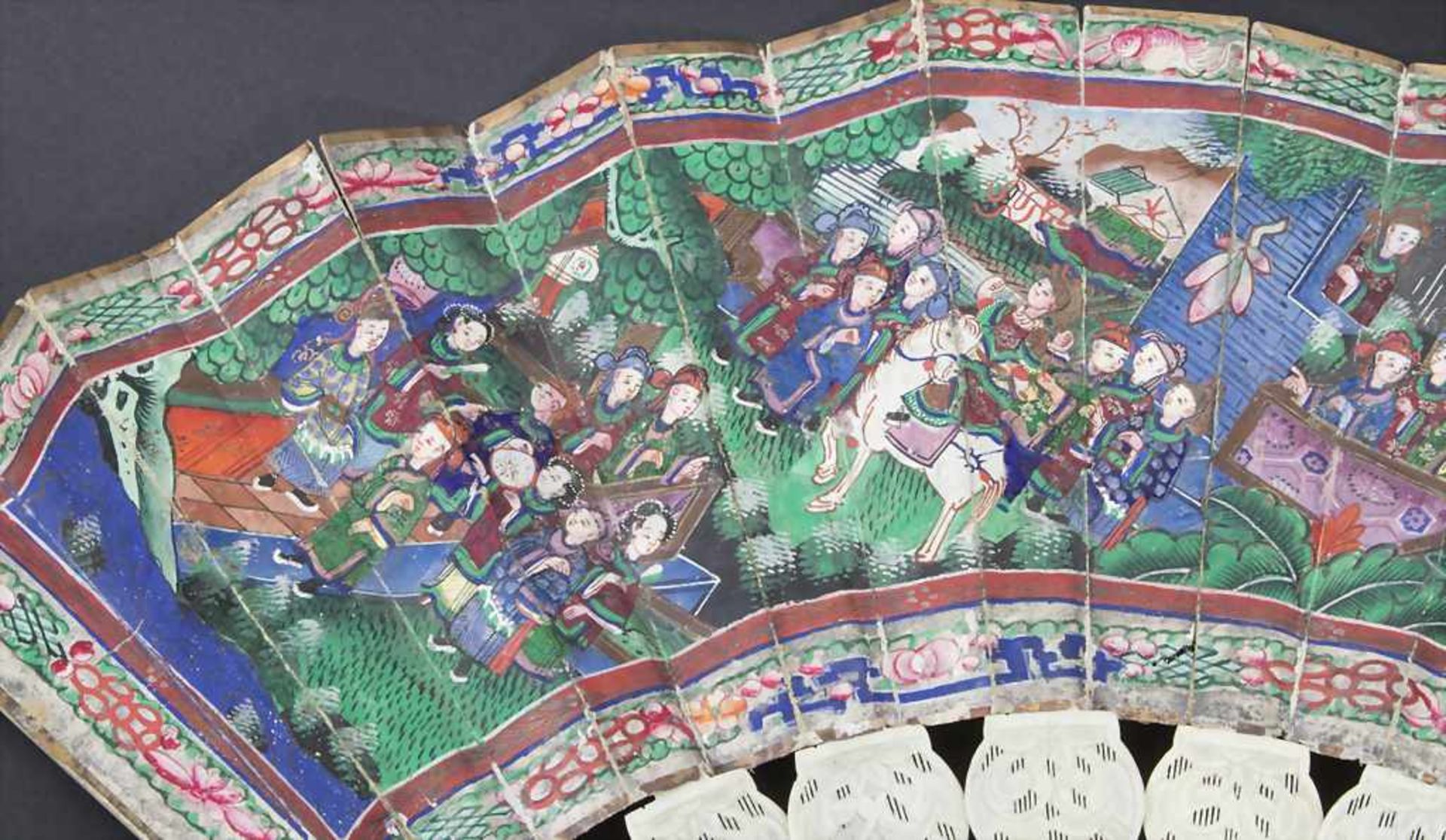 Fächer in originaler Holzschatulle, China, Qing-Dynastie, 18./19. Jh.Material: fein beschnitzt und - Bild 13 aus 16
