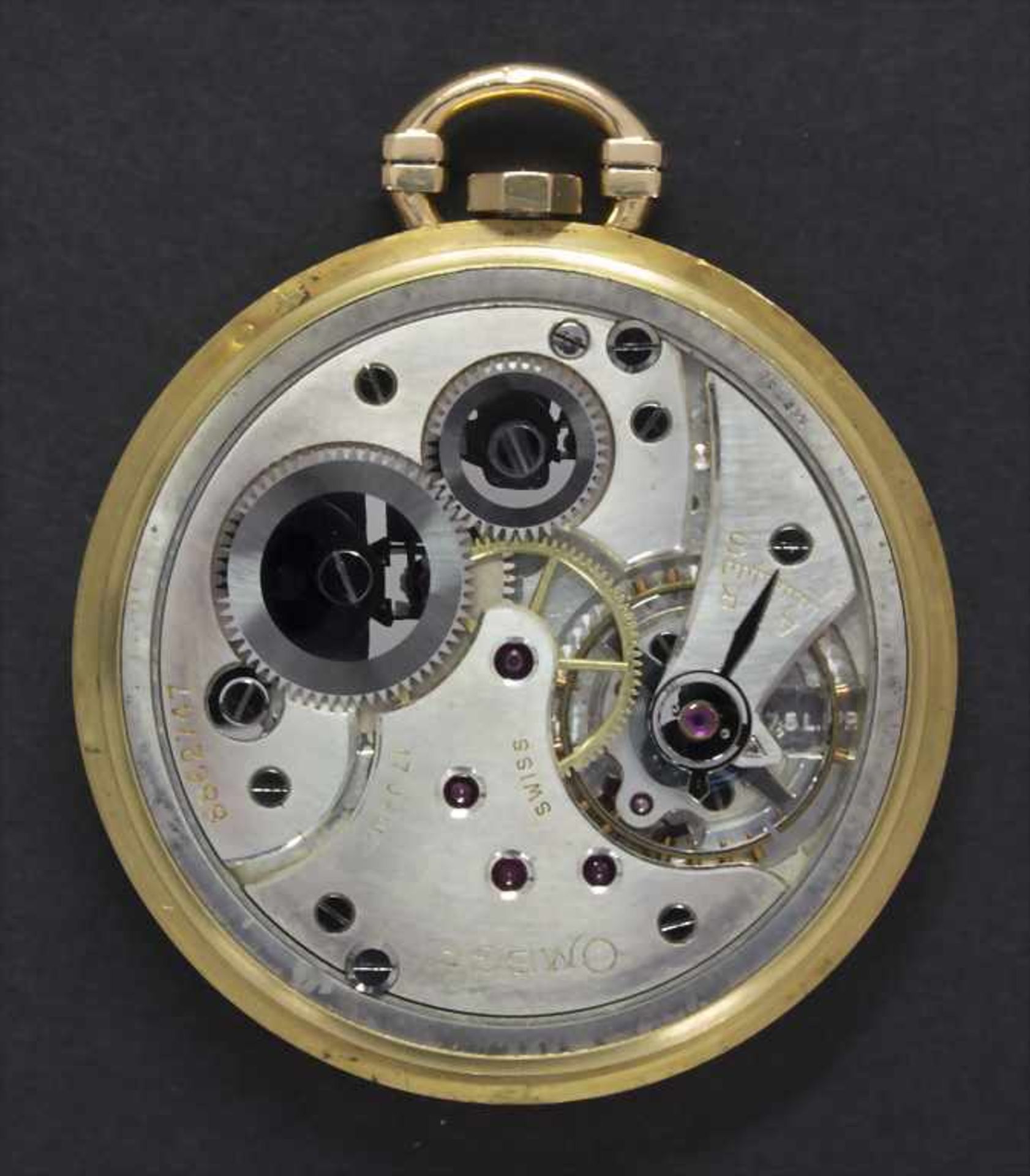 Offene Art Déco Taschenuhr / A pocket watch, Omega, Schweiz/Swiss, um 1930Gehäuse: 18 Kt. 750/000 - Image 3 of 4