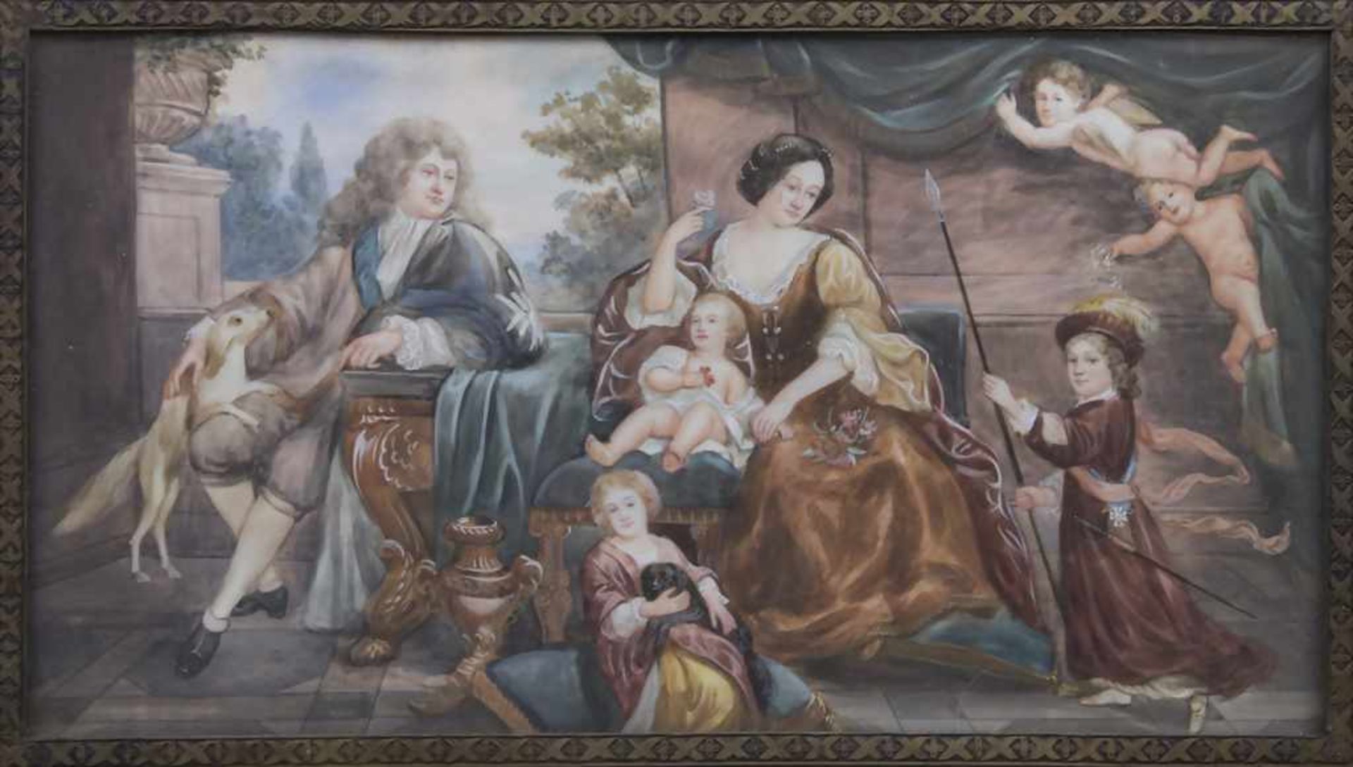 Miniatur Porträt einer wohlhabenden Familie im 18. Jh. / A miniature portrait of a wealthy family in