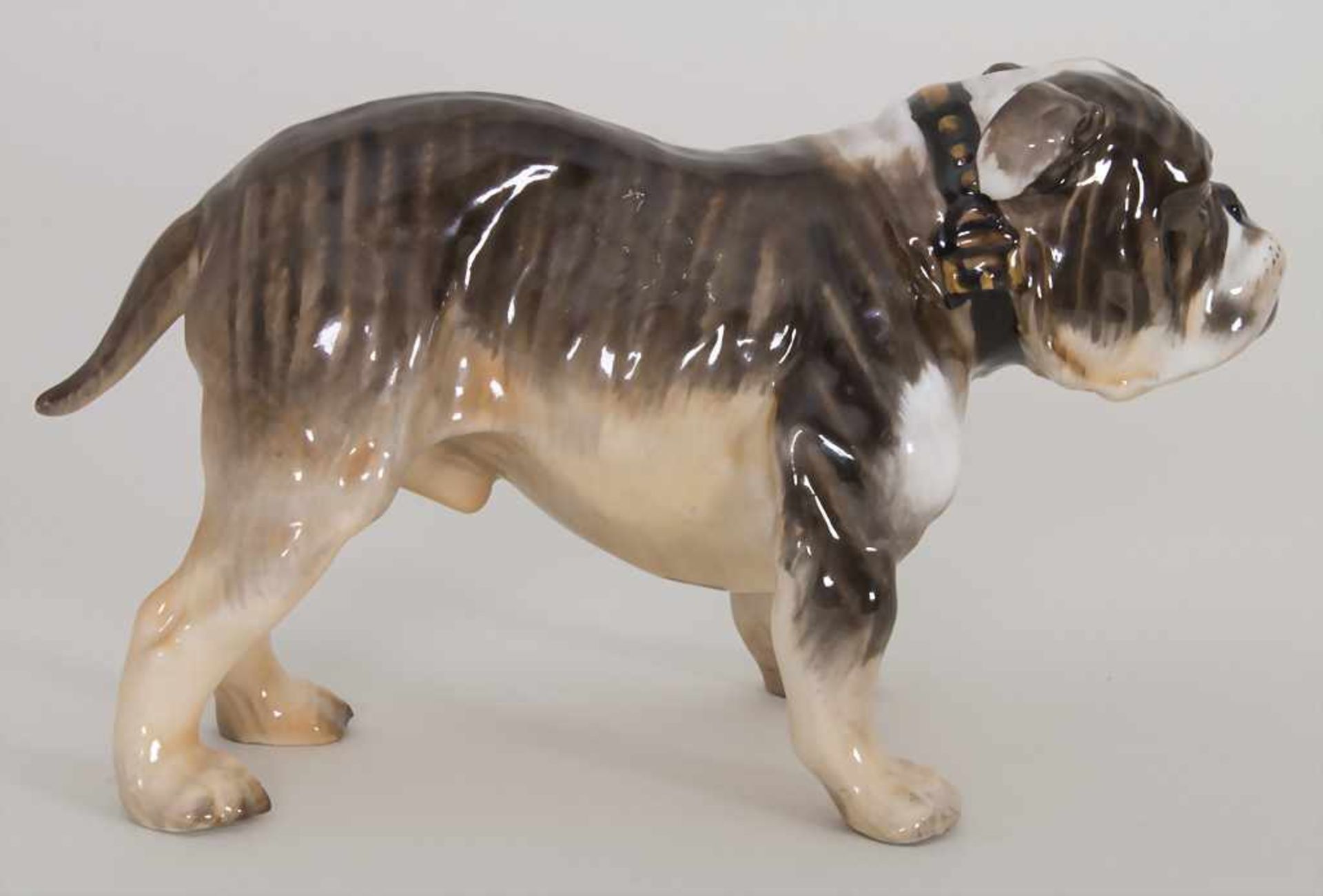 Französische Bulldogge mit Halsband / A male bulldog / French dog hound, Royal Doulton, Mitte 20. - Bild 3 aus 7