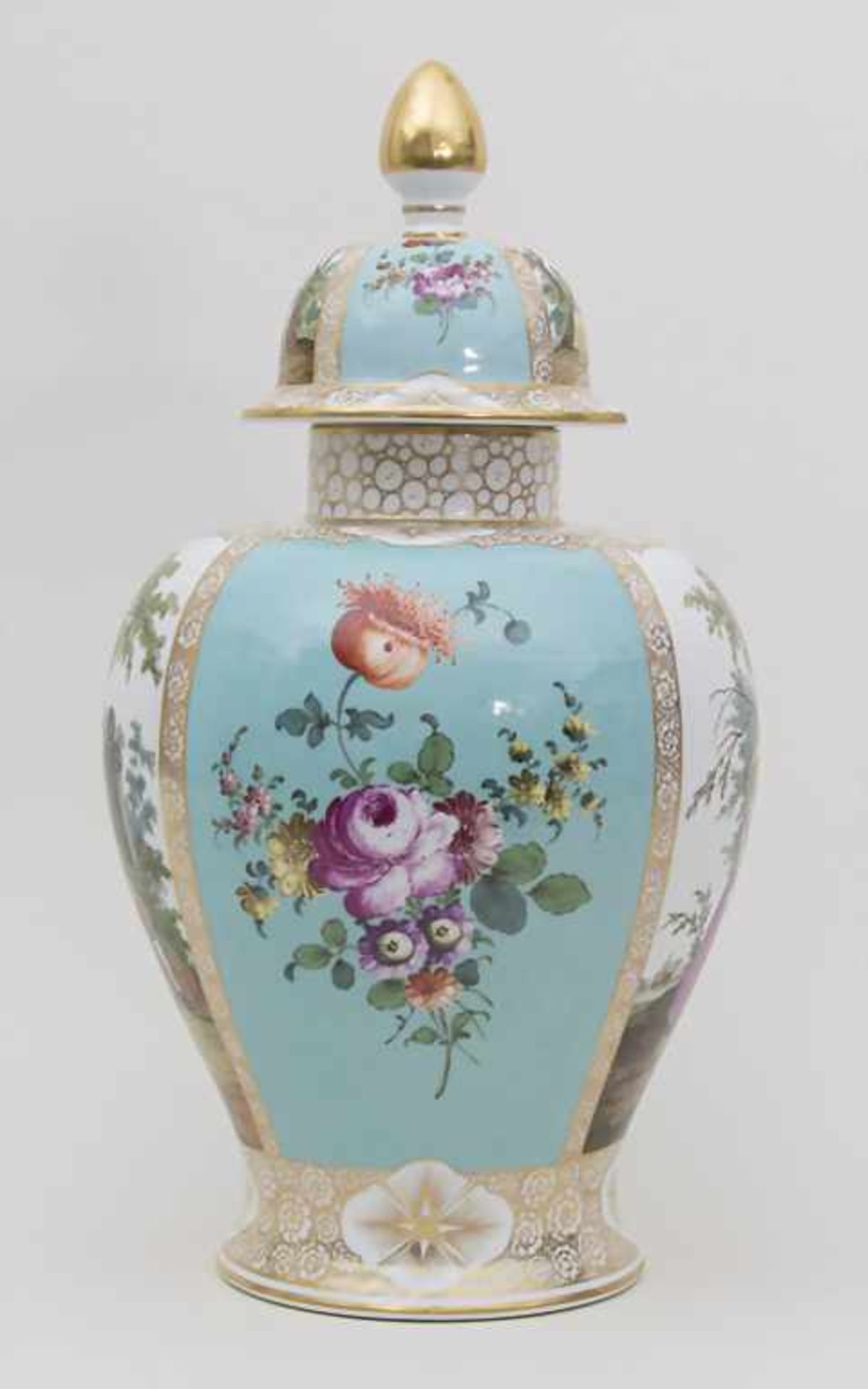 Große Deckelvase mit Vierfelderdekor / A vase with 4 field patterns, im Stil von Helena Wolfsohn, - Bild 8 aus 15