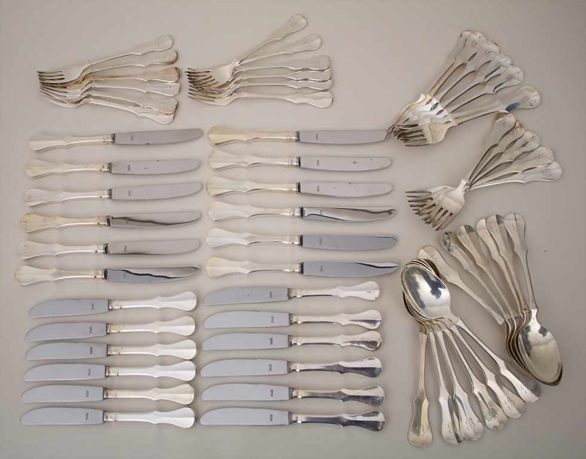 Speisebesteck für 12 Personen / A dining silver cutlery for 12 persons, Robbe & Berking,