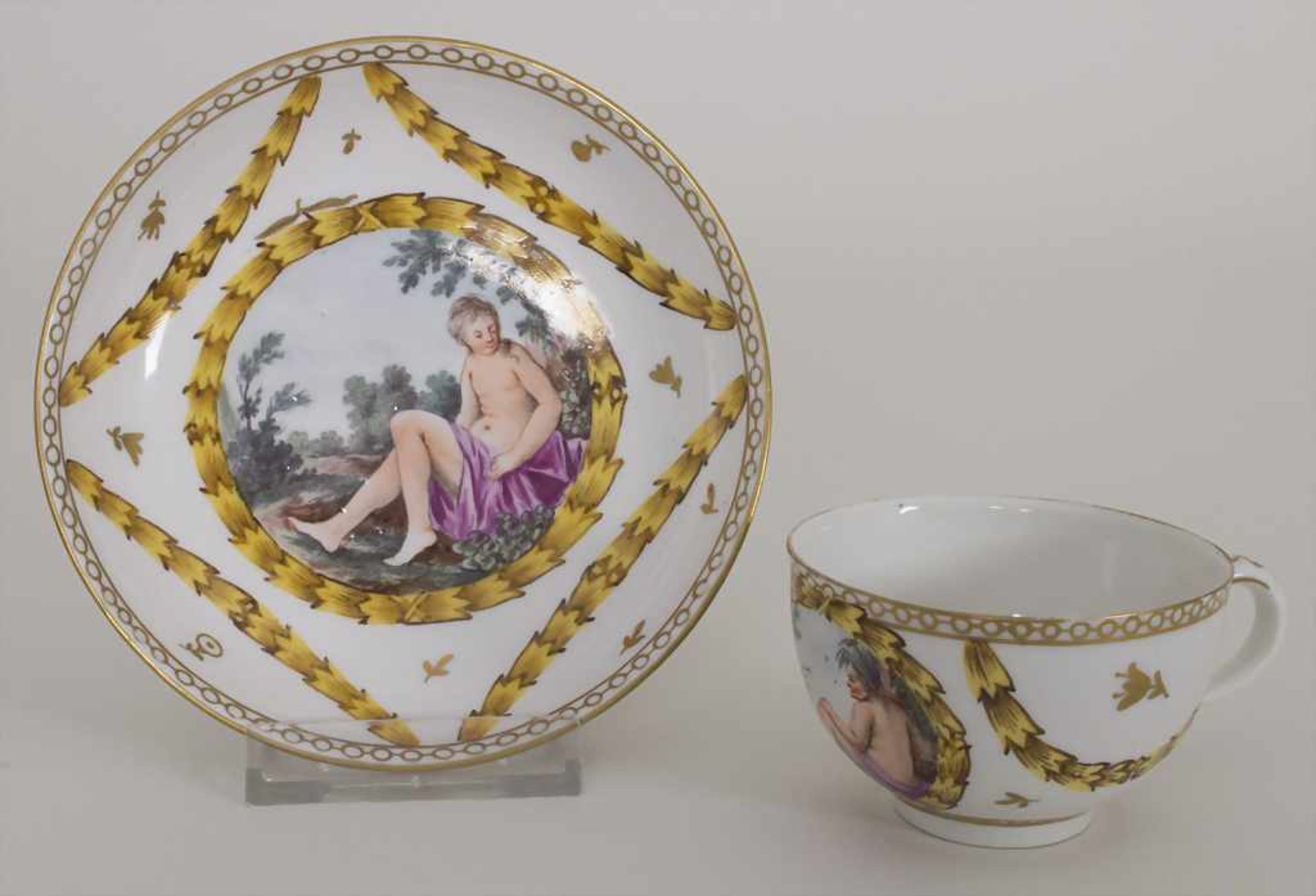 Tasse und Untertasse / A cup and saucer, Frankenthal, 1779Material: Porzellan, polychrom bemalt,