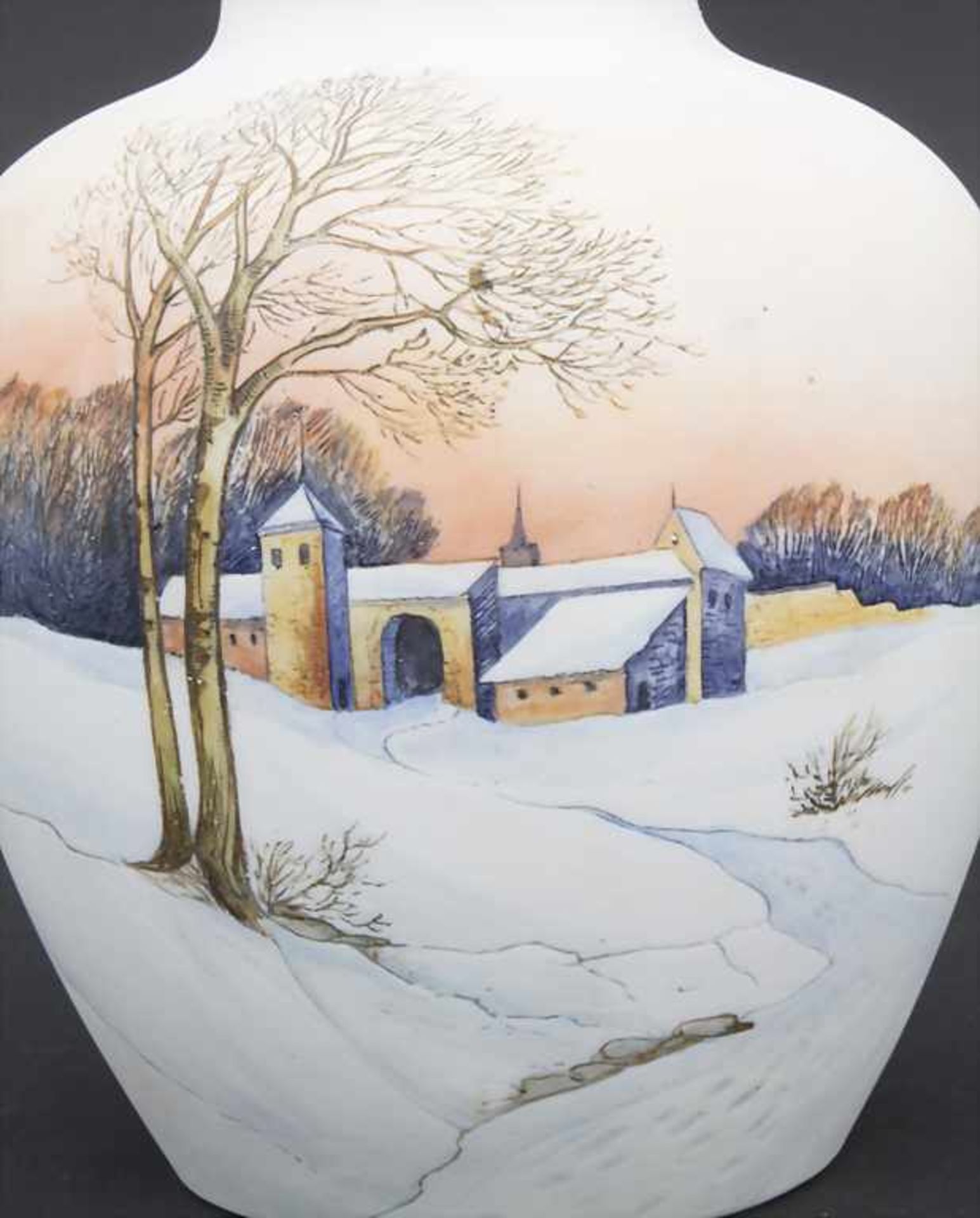 Vase mit Winterlandschaft / A vase with a winter landscape, Karl Ens, Volkstedt, um 1900Material: - Bild 6 aus 6