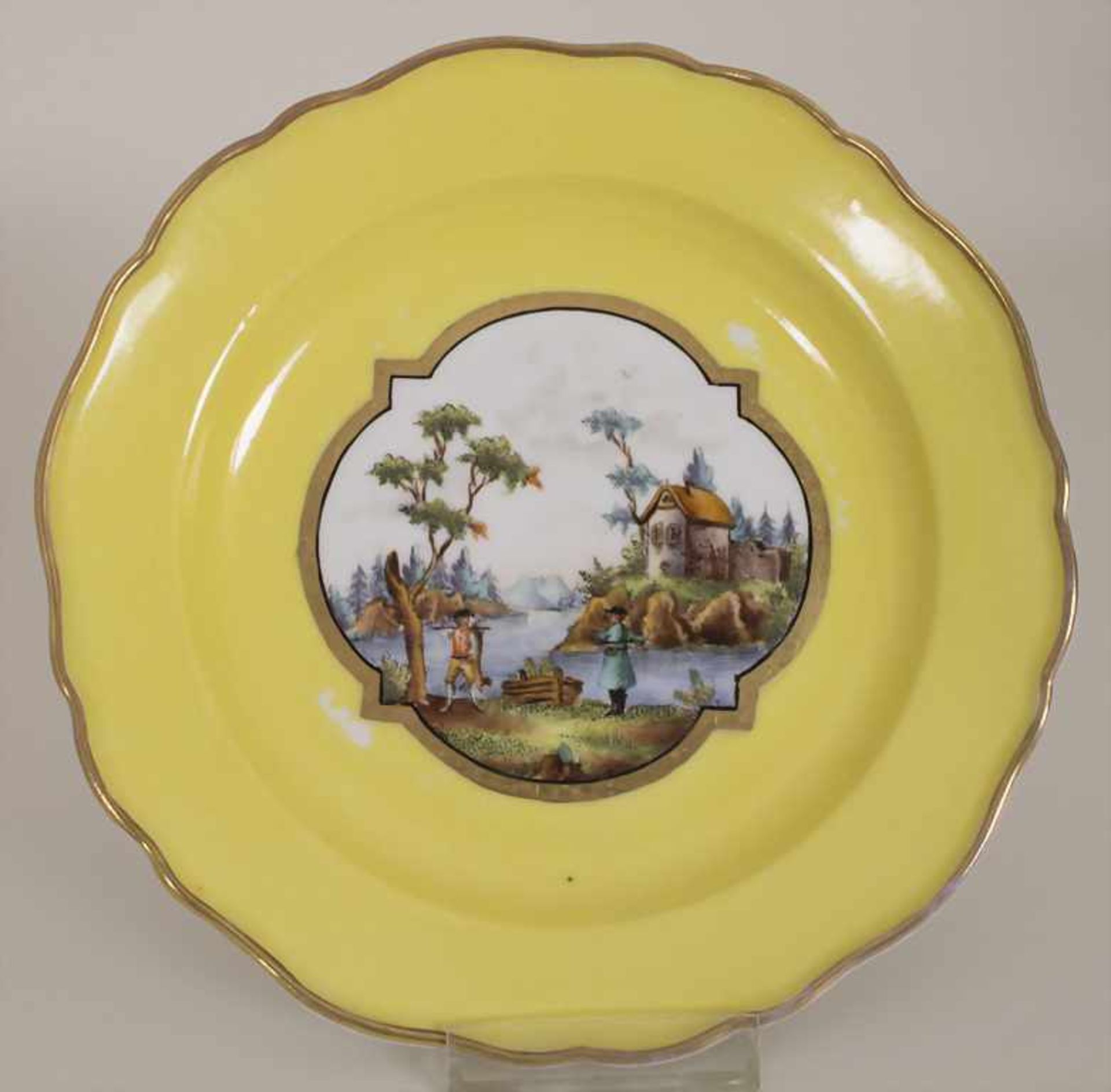 6 Ansichtenteller / 6 plates with harbour scenes, Meissen, um 1850Material: Porzellan, bemalt u. - Bild 14 aus 19