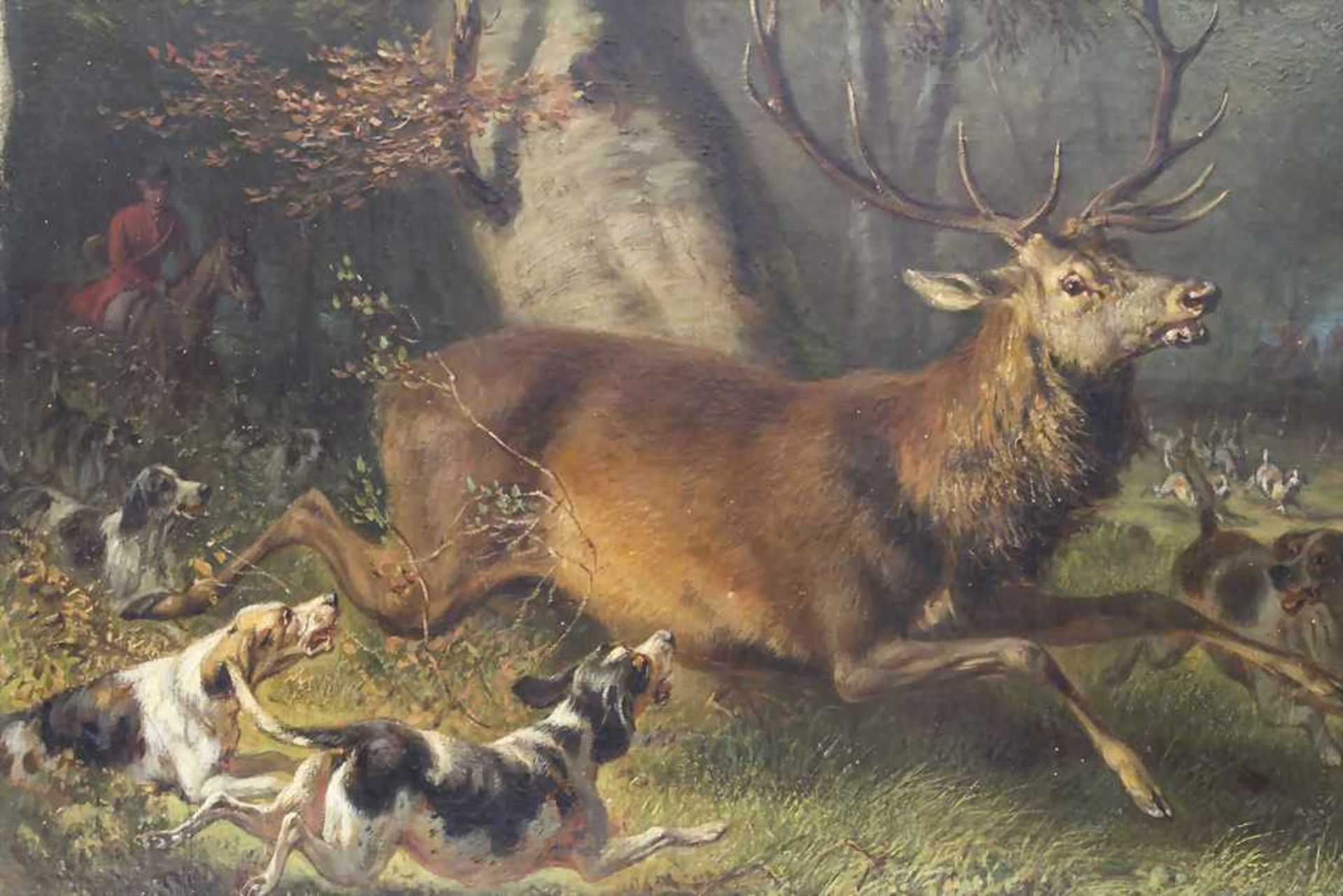 Benno Raffael Adam (1812-1892), 'Hirschjagd' / 'A stag hunt'Technik: Öl auf Leinwand, Datierung: - Image 3 of 5