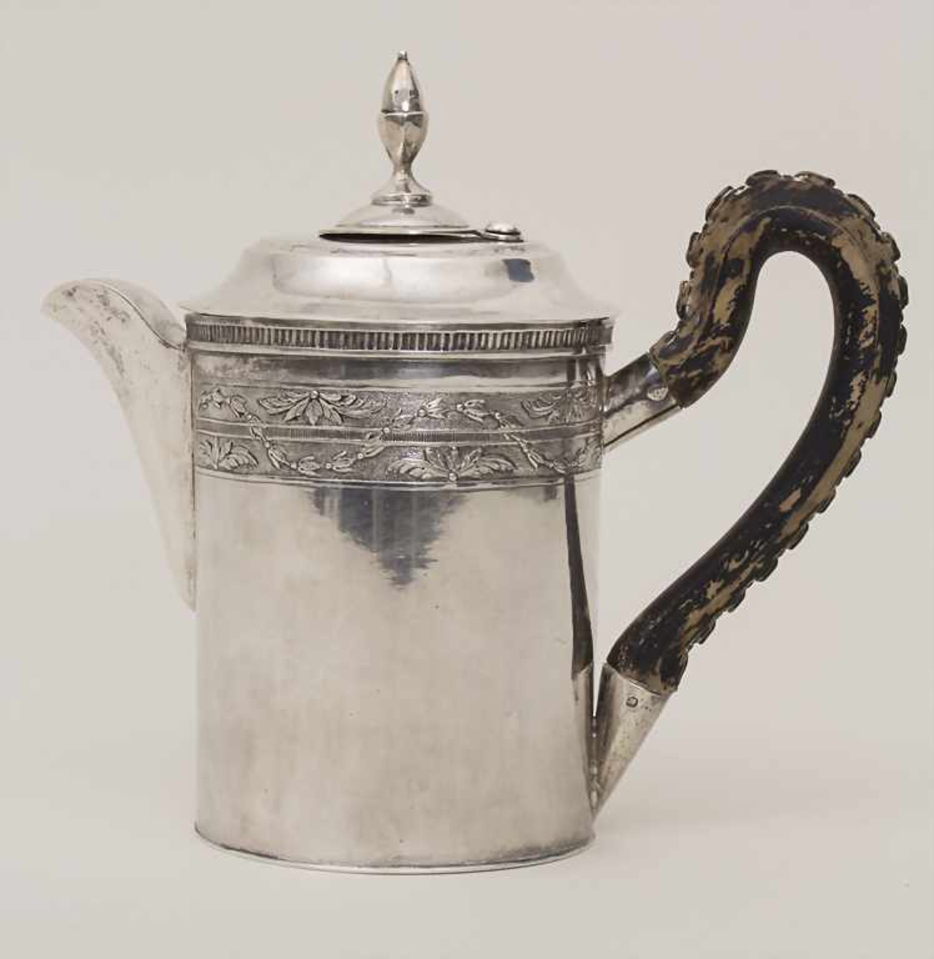 Paar Empire Chocolatieren / Schokoladenkannen / A pair of Empire silver hot chocolate jugs, - Image 16 of 16