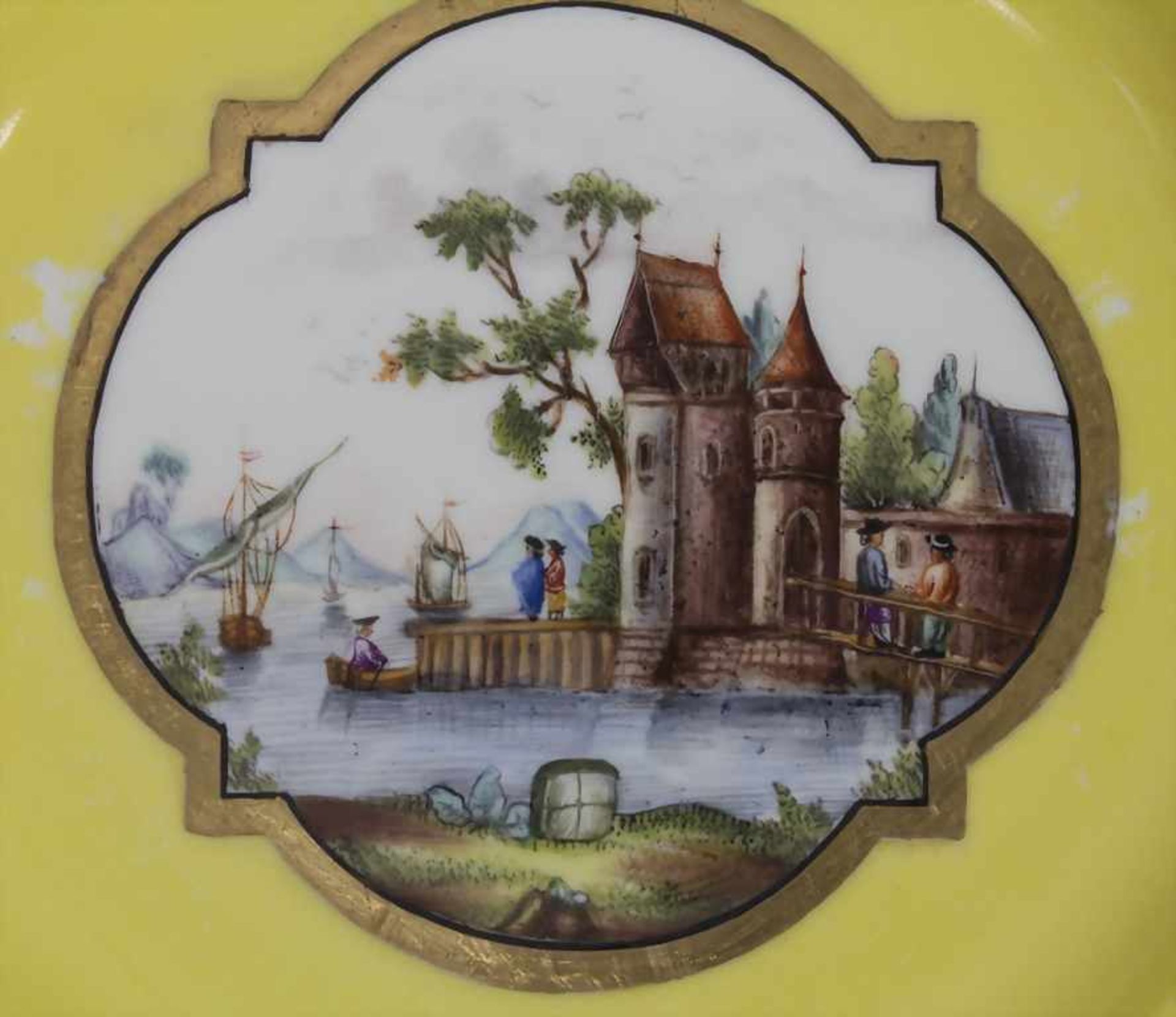 6 Ansichtenteller / 6 plates with harbour scenes, Meissen, um 1850Material: Porzellan, bemalt u. - Bild 7 aus 19