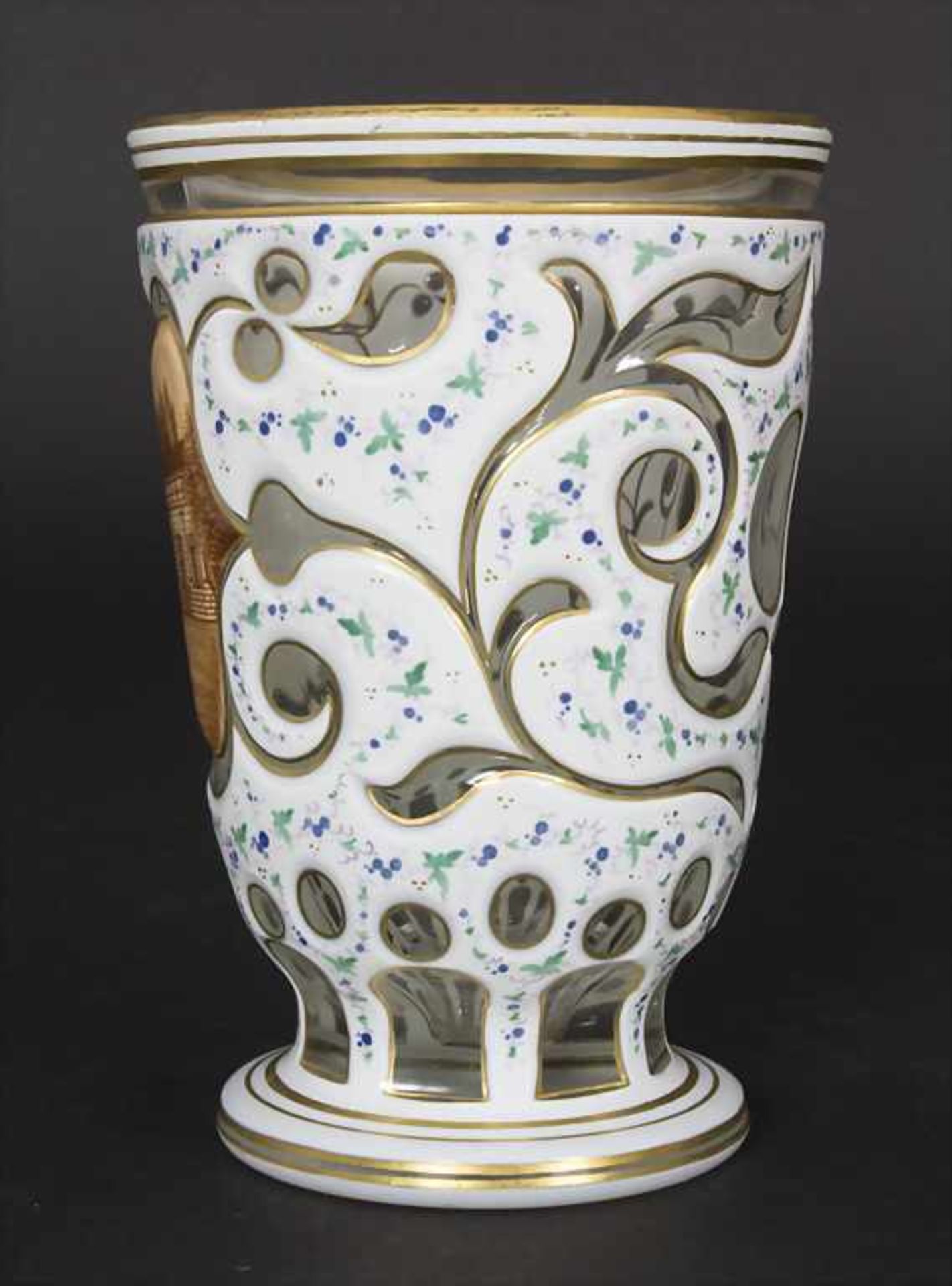 Biedermeier Bäderglas / A Biedermeier glass beaker with opaque enamel, Gräflich Schaffgotsch'sche - Image 6 of 8