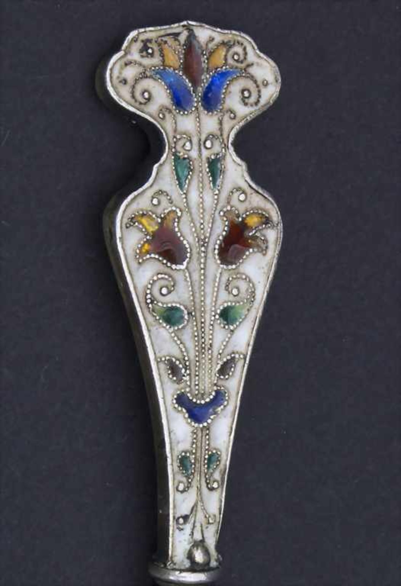 Jugendstil Cloisonné Löffel mit Transluzidemail / An Art Nouveau Cloisonné spoon, Georg Adam - Bild 4 aus 5