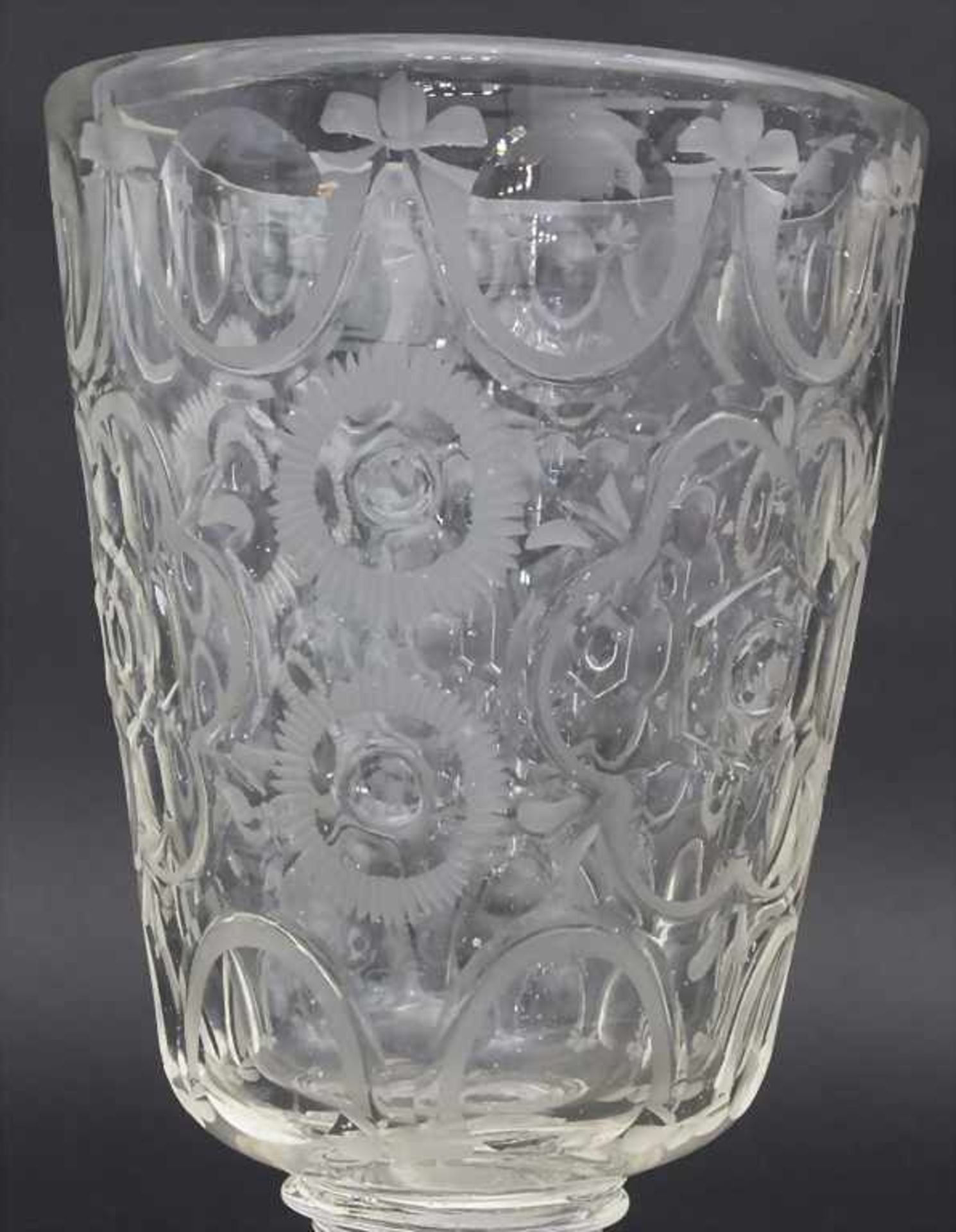 Seltener Schraubpokal / A rare glass chalice, Schlesien, 18. Jh.Material: farbloses Glas, - Image 2 of 6