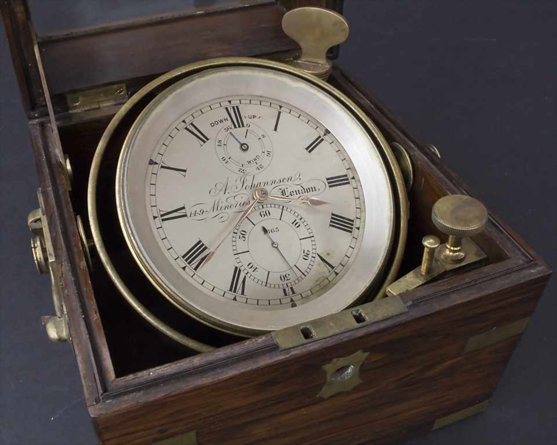 A. Johannsen, Marine Chronometer Nr. 1663, London, um 1900Material: Messinggehäuse im Original - Image 2 of 6