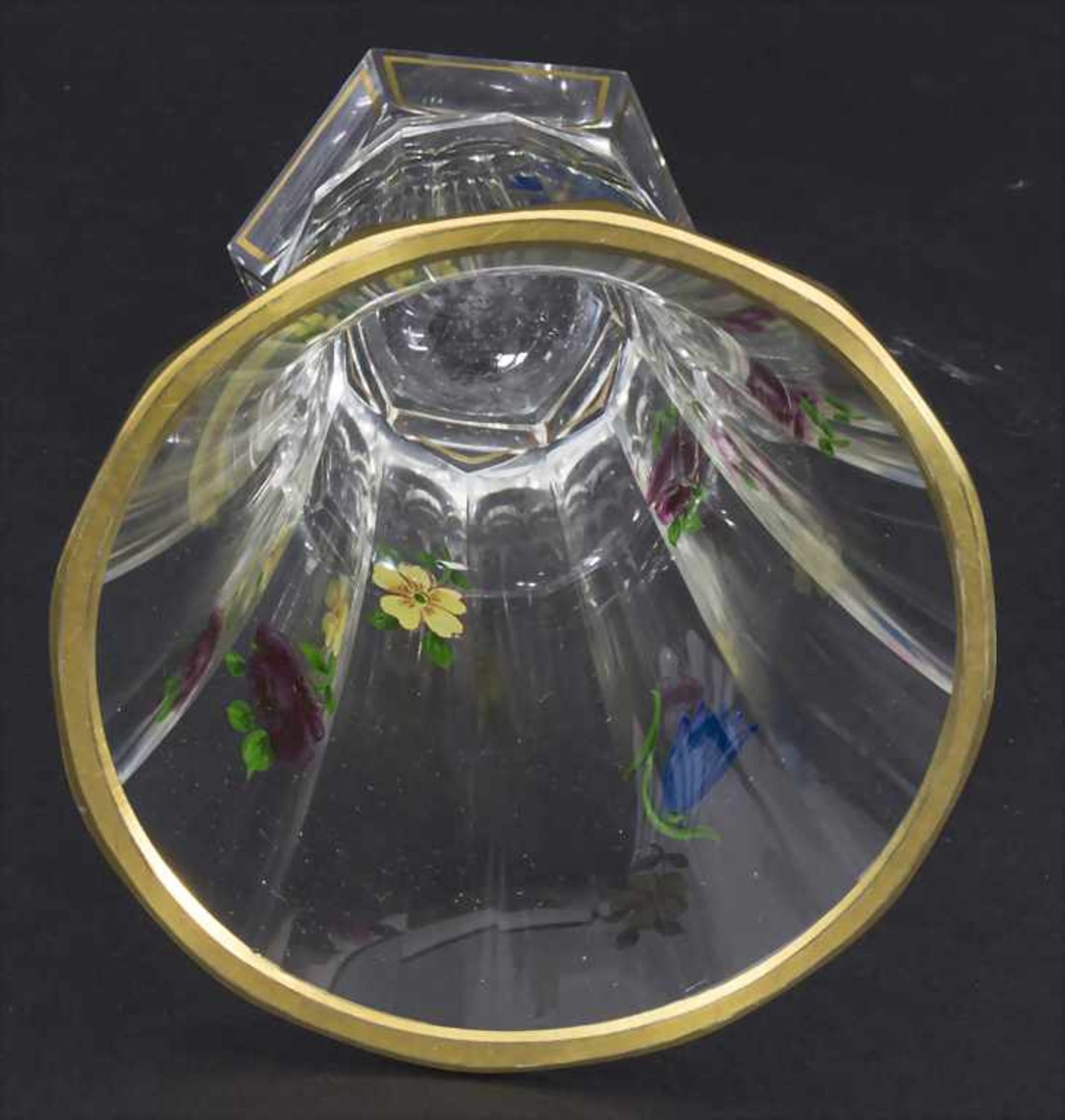 Badeglas / A bath glass, deutsch, um 1800Material: farbloses Glas, Facettenschliff, Emailmalerei, - Image 3 of 4