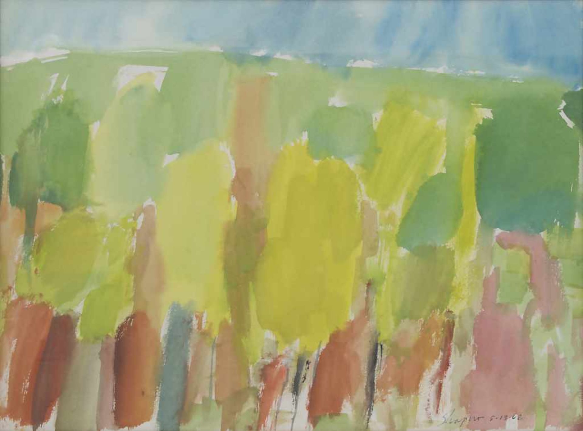 Shapiro (20. Jh.), 'Stilisierte Landschaft' / 'A stylised landscape'Technik: Aquarell auf Papier,