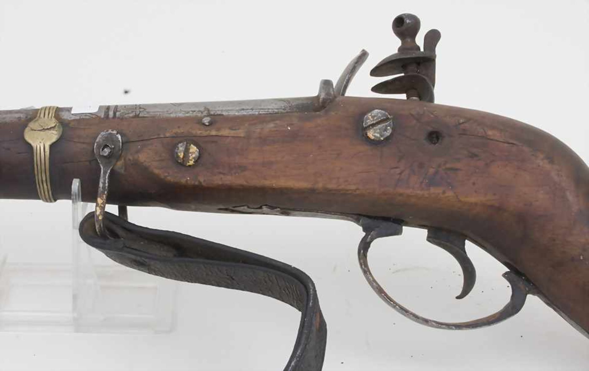 Steinschlossgewehr Vorderlader / A flintlock rifle, deutsch, 18. Jh. - Image 8 of 8