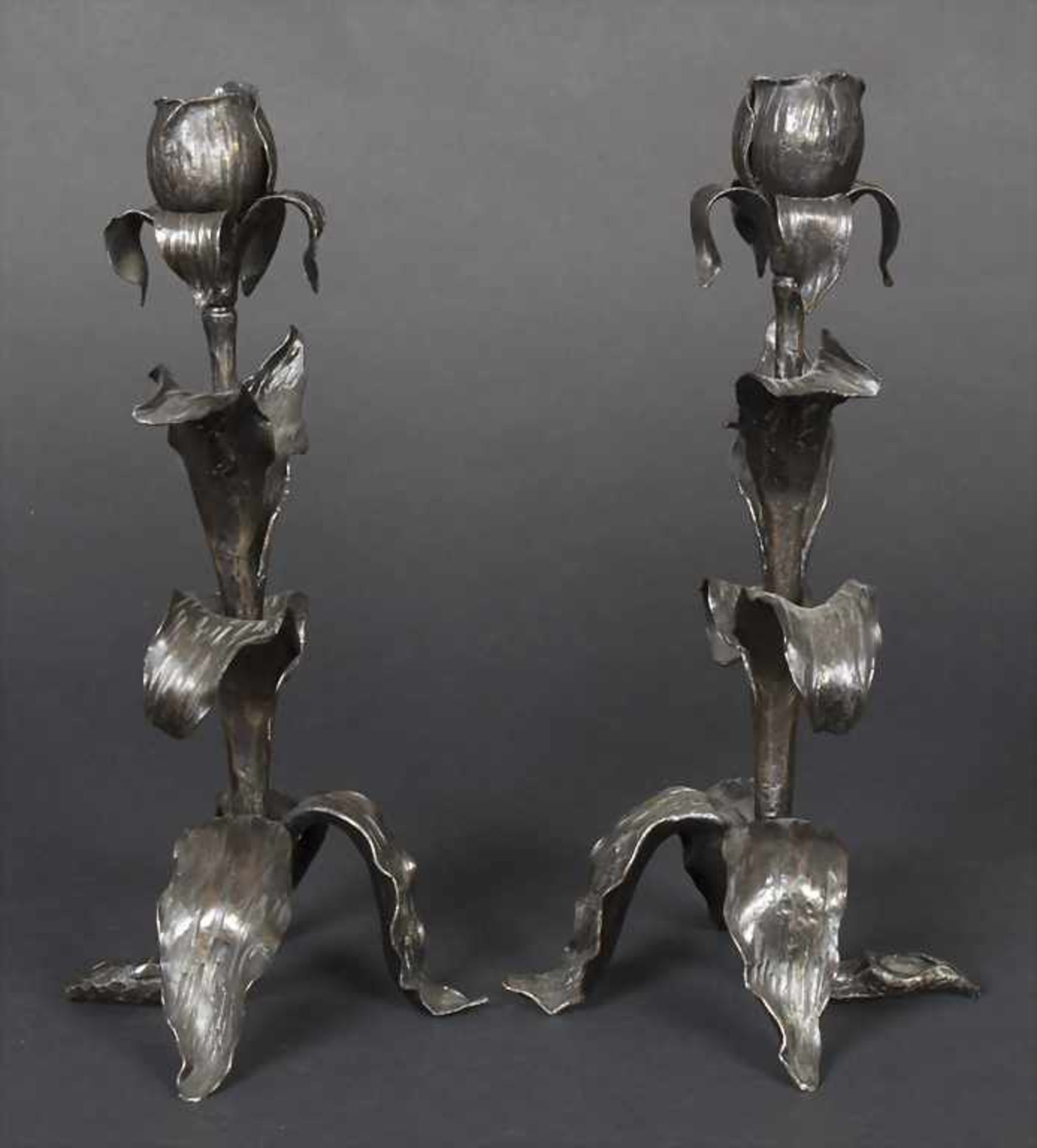 Paar Jugendstil Leuchter / A pair of Art Nouveau candlesticks, um 1900 - Bild 2 aus 6