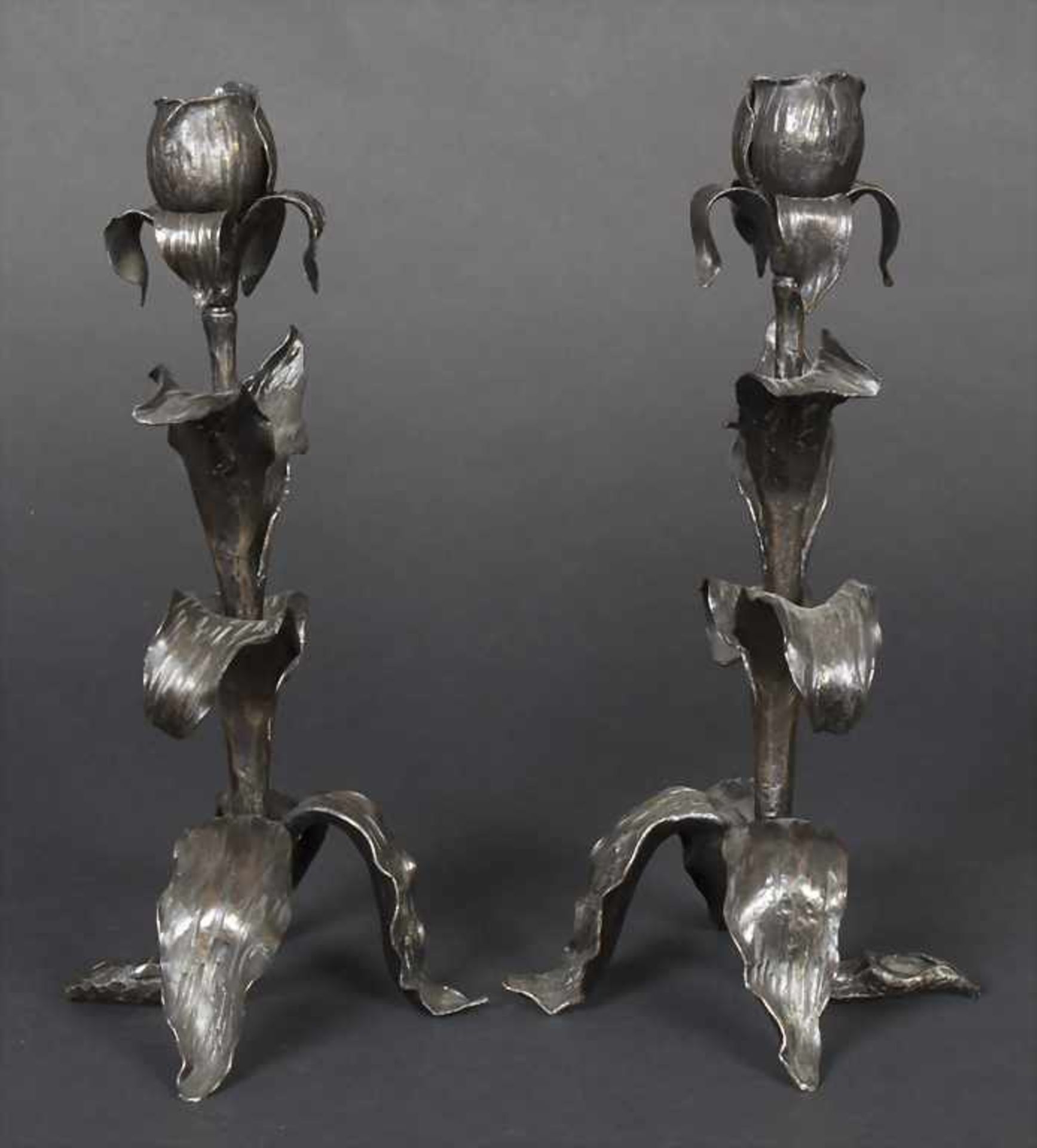 Paar Jugendstil Leuchter / A pair of Art Nouveau candlesticks, um 1900 - Image 2 of 6