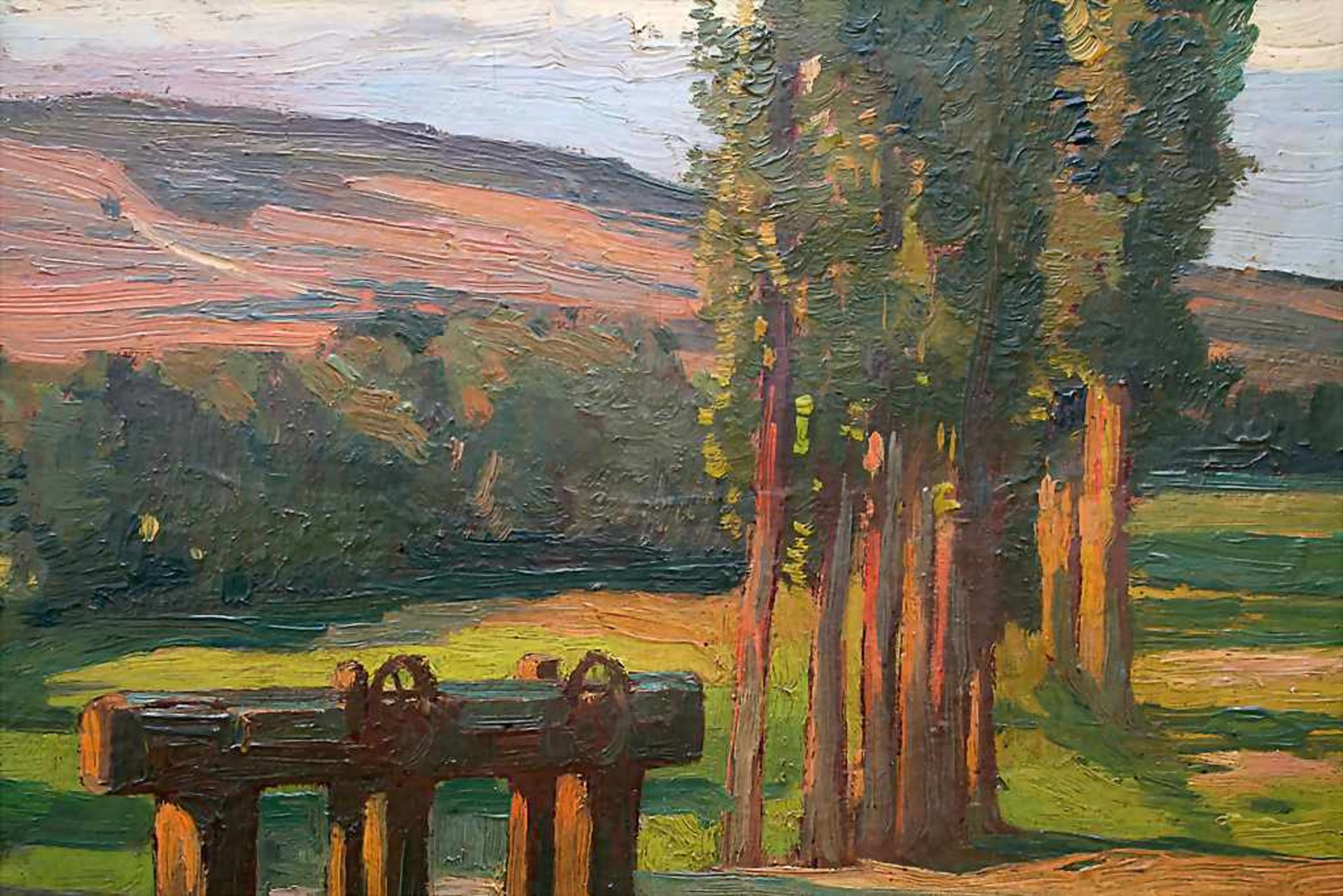 Victor Lhomme (1870-1957), 'Landschaft mit Wehr und Boot im Abendlicht' / 'A landscape with a weir - Bild 4 aus 7