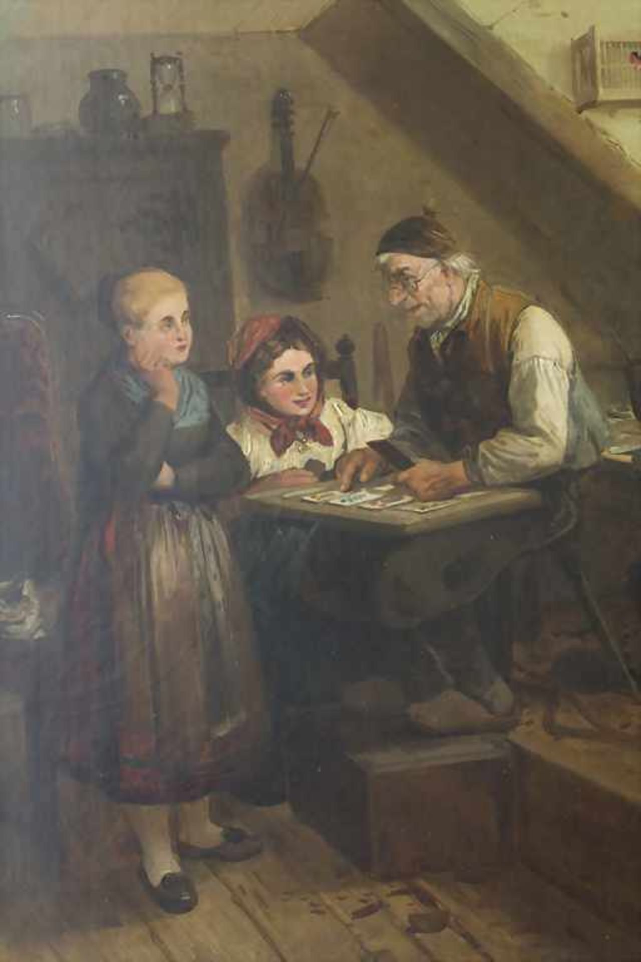 Meno Mühlig (1823-1873), 'In der Schusterwerkstatt' / 'In the cobbler's workshop'< - Image 3 of 7