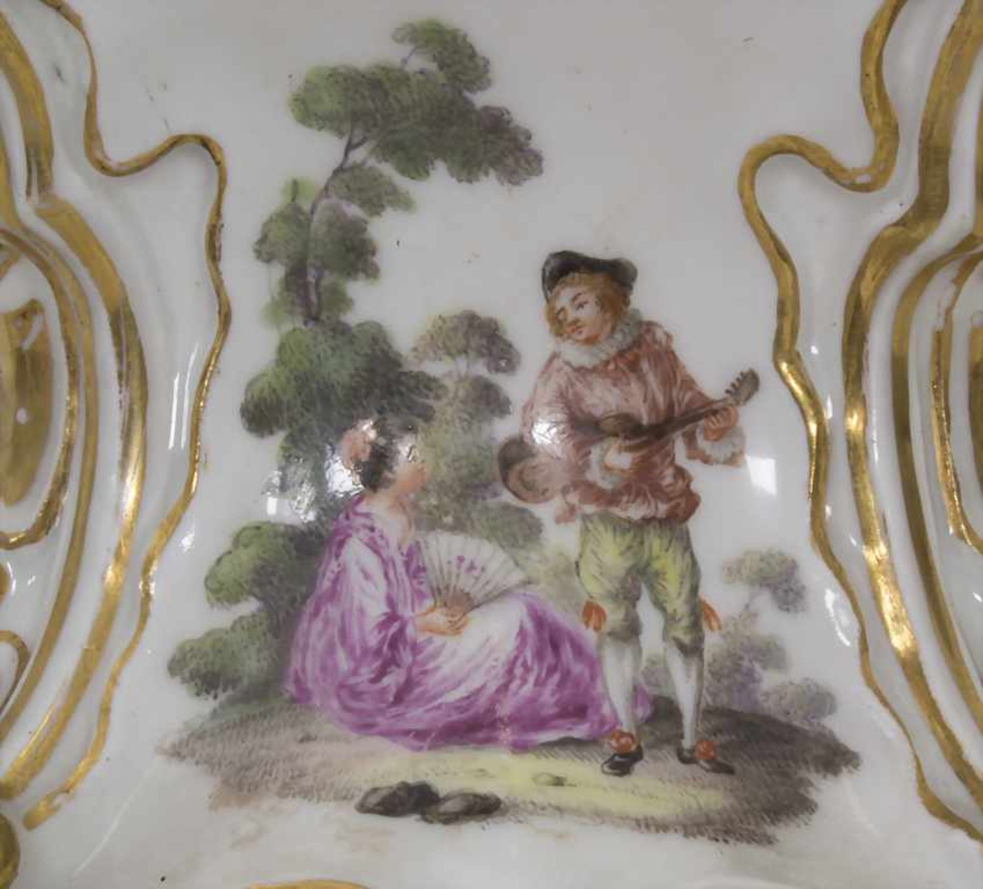 Paar frühe Postamente mit Watteau Malerei / A pair of early pedestals, Meissen, um 1745< - Bild 15 aus 16