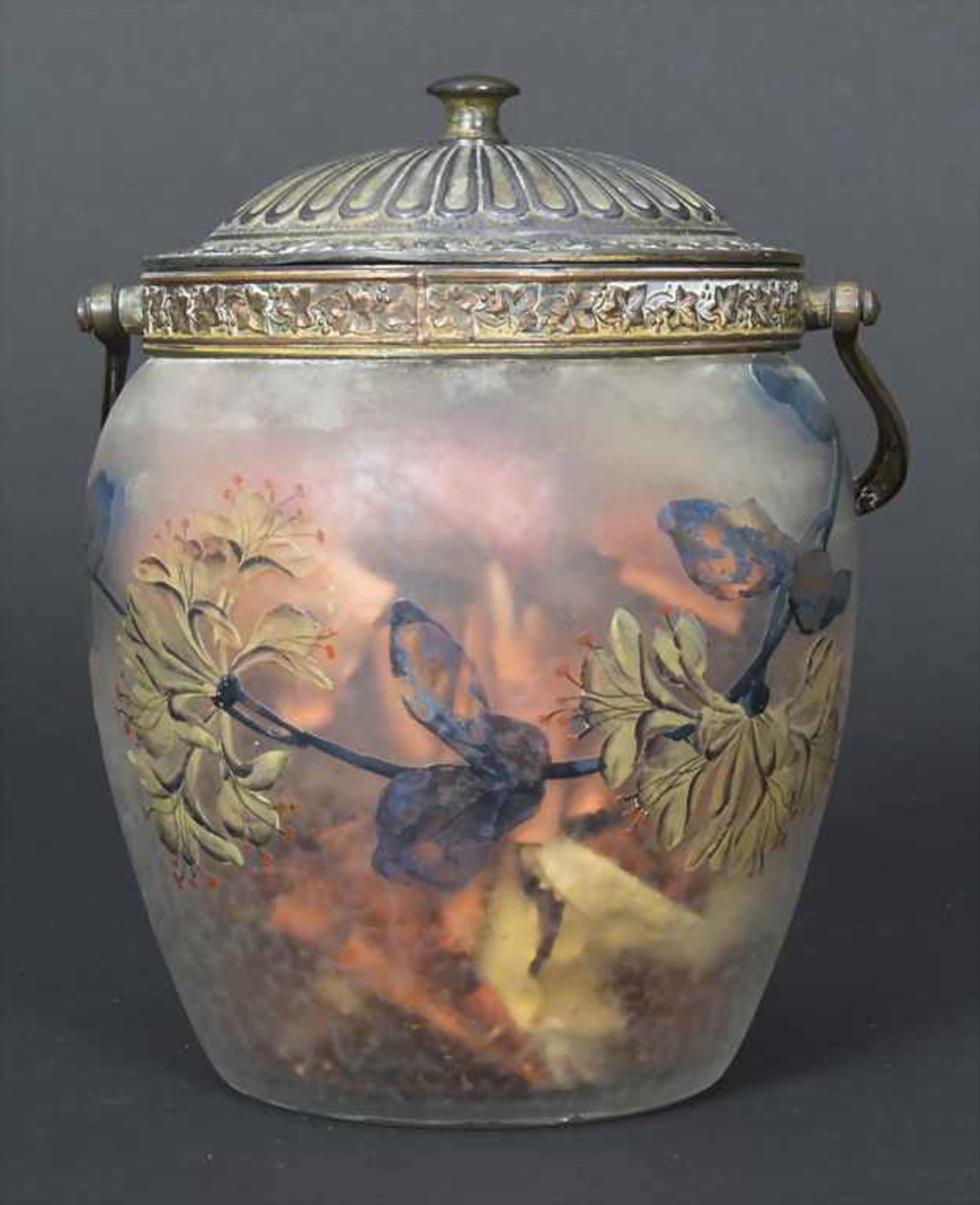 Jugendstil Keksdose mit Geißblattranken / An Art Nouveau cookie jar with honeysuckle, Frankreich, um - Bild 2 aus 6