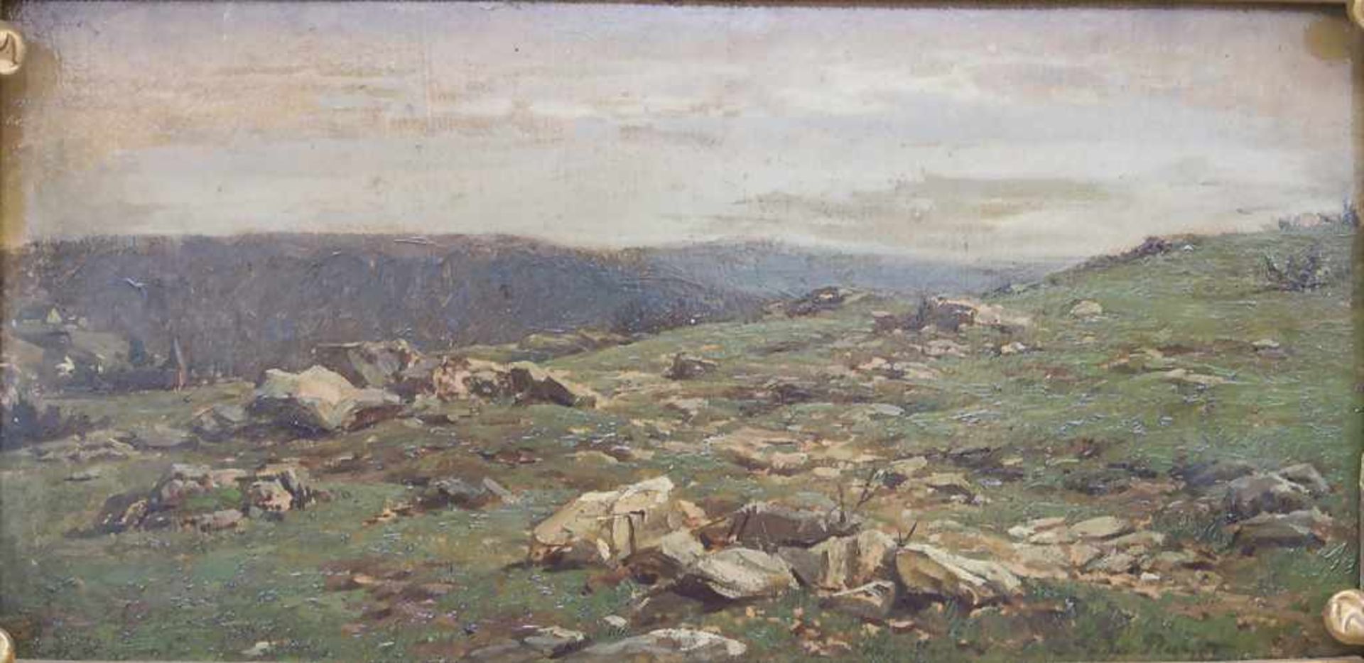 Léon Richet (1847-1907), 'Hügellandschaft mit Dorfkirche' / 'A hilly landscape with a village