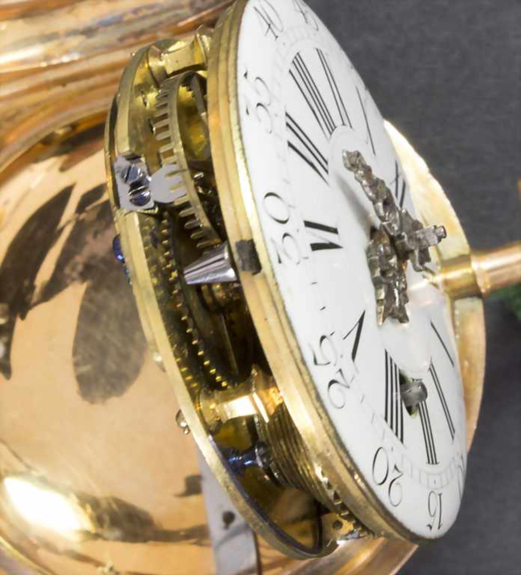 Offene Louis Seize Taschenuhr / A pocket watch, Hentschel à Strasbourg, um 1775< - Image 6 of 7